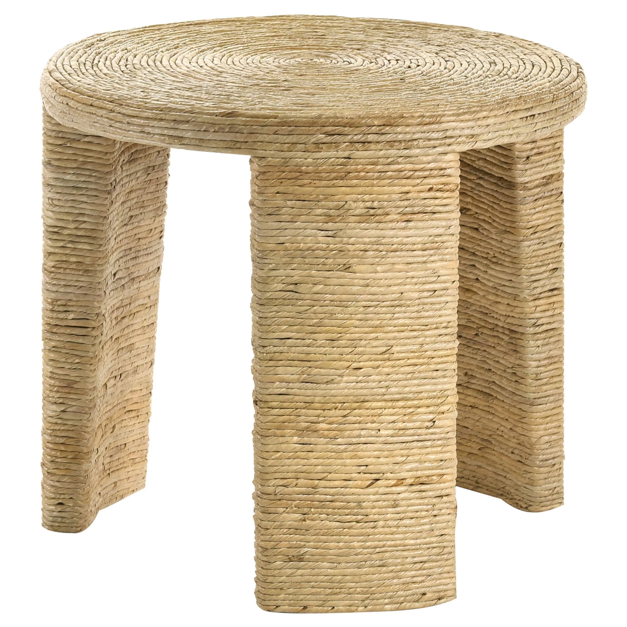 Artina Woven Rattan Round Side Table, Natural Brown - Image 4