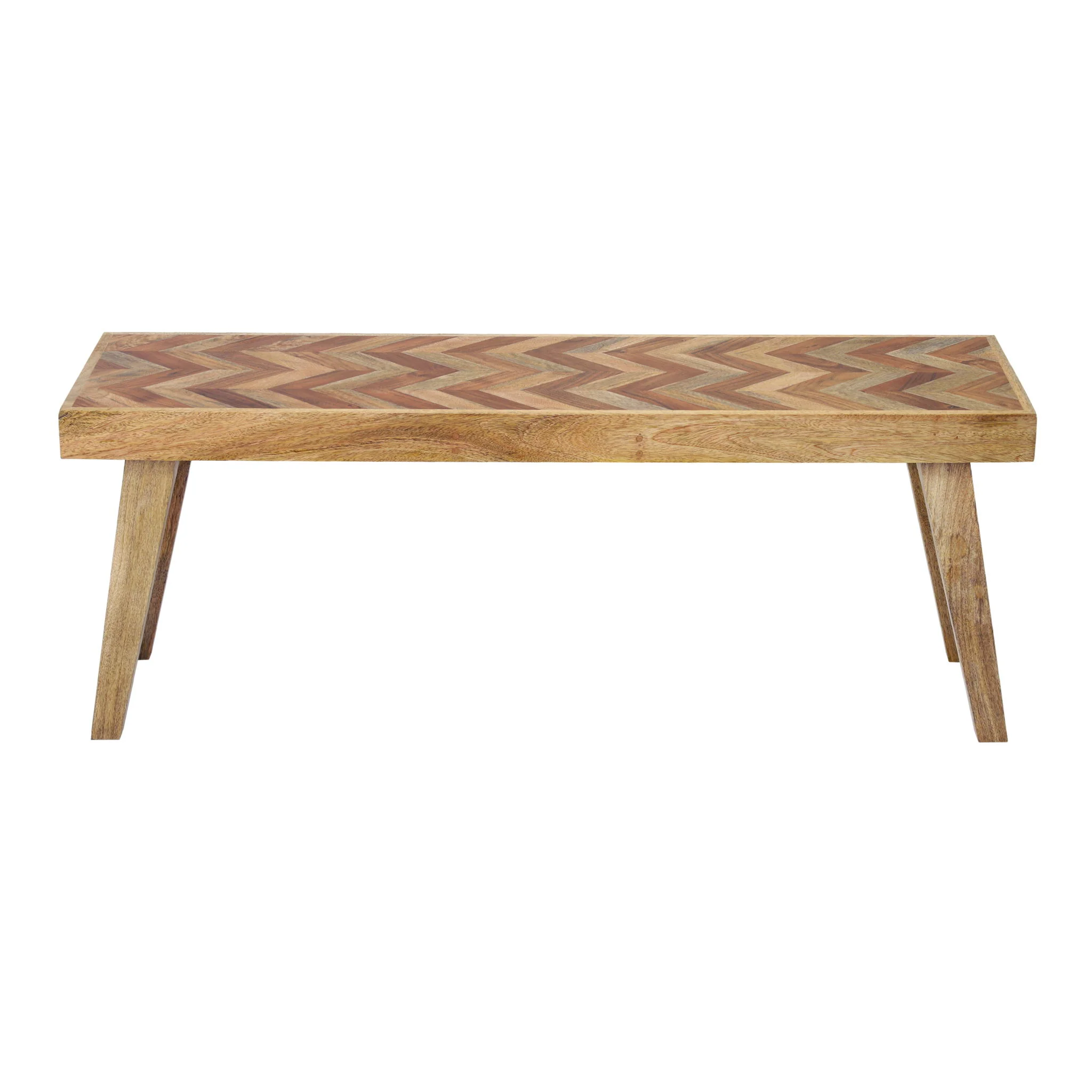 Artisan - Handcrafted Mango Wood Bench Rustic Boho Style - Natural - Image 3