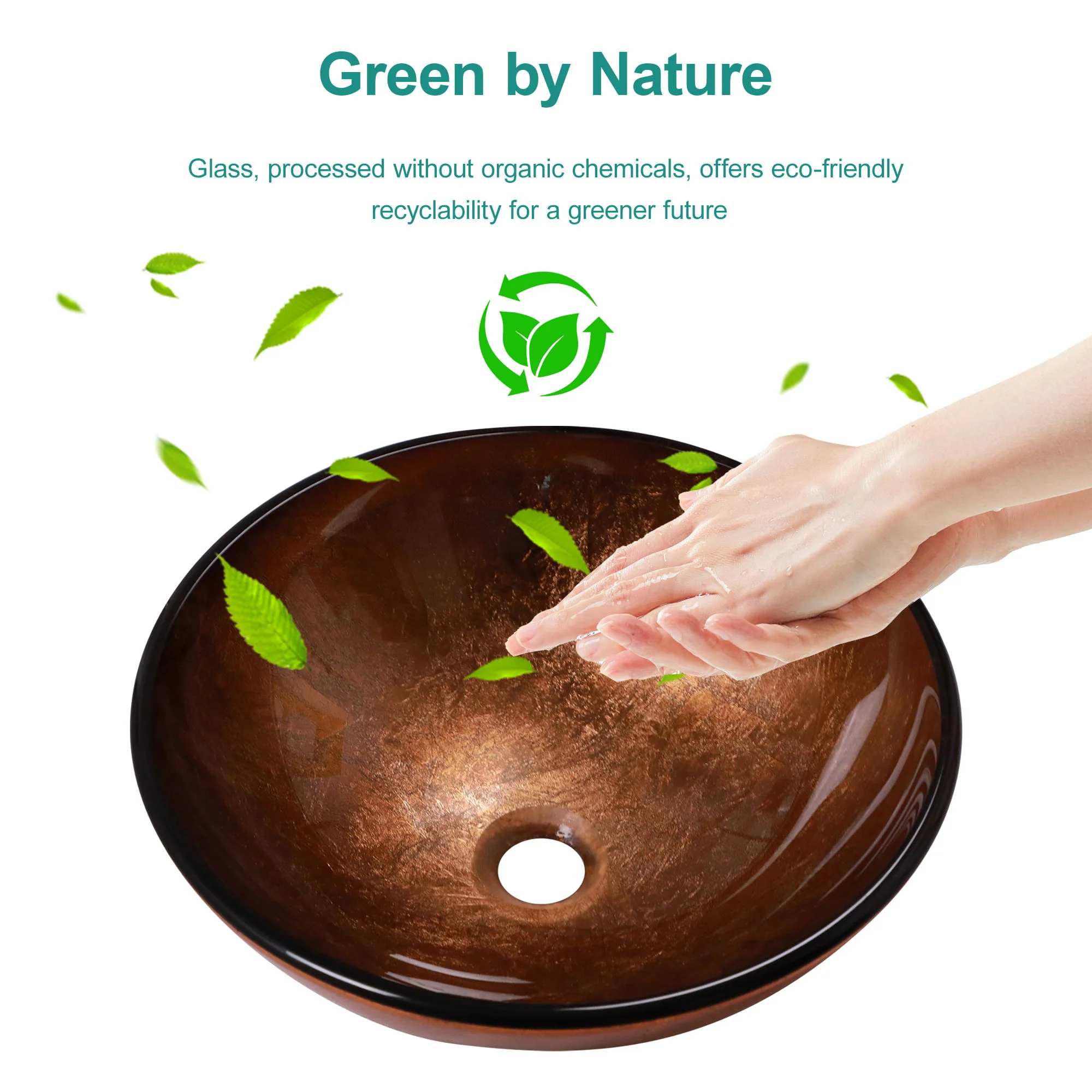 Artistic Tempered Glass Vessel Sink With Pop Up Drain - Image 10