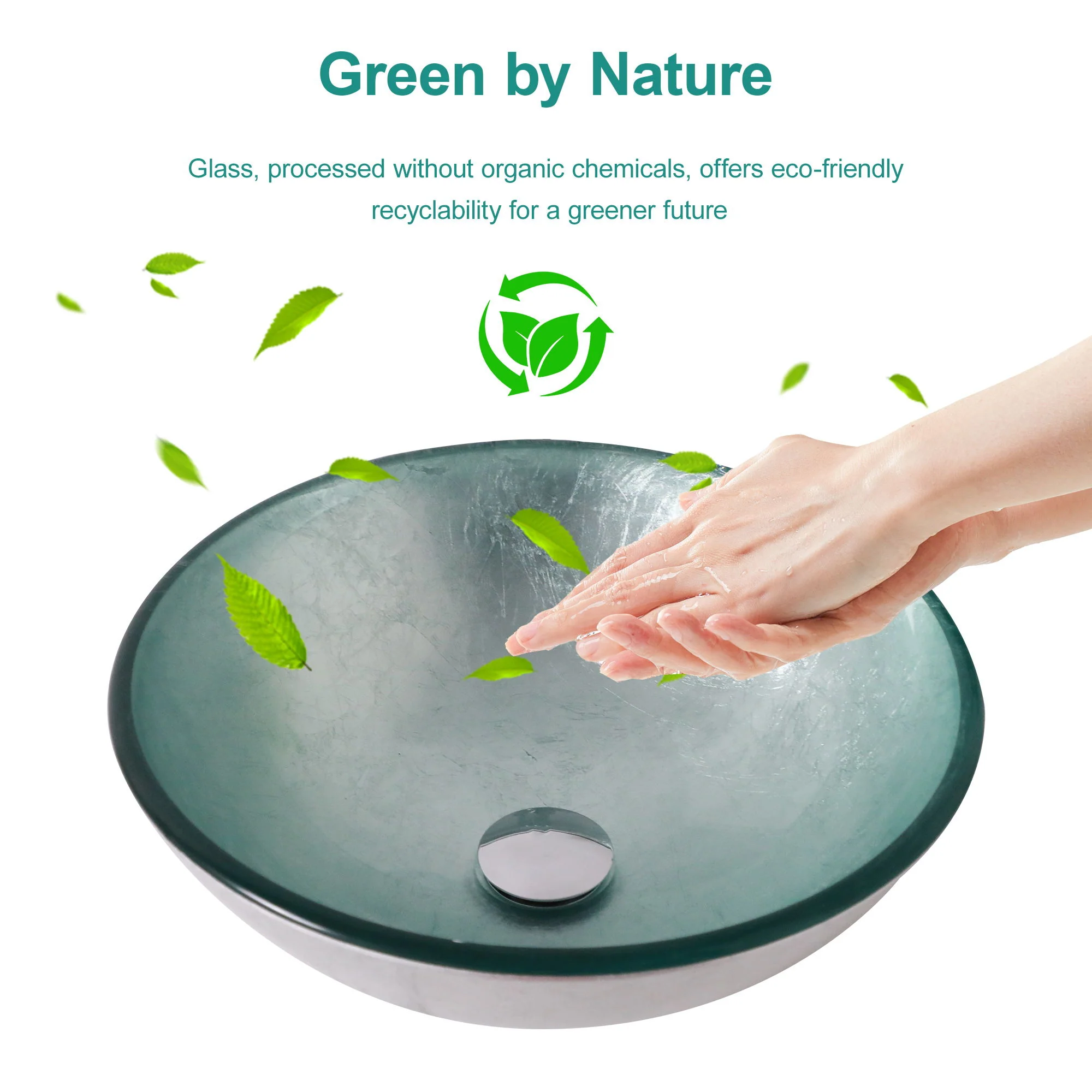 Artistic Tempered Glass Vessel Sink With Pop Up Drain - Image 24