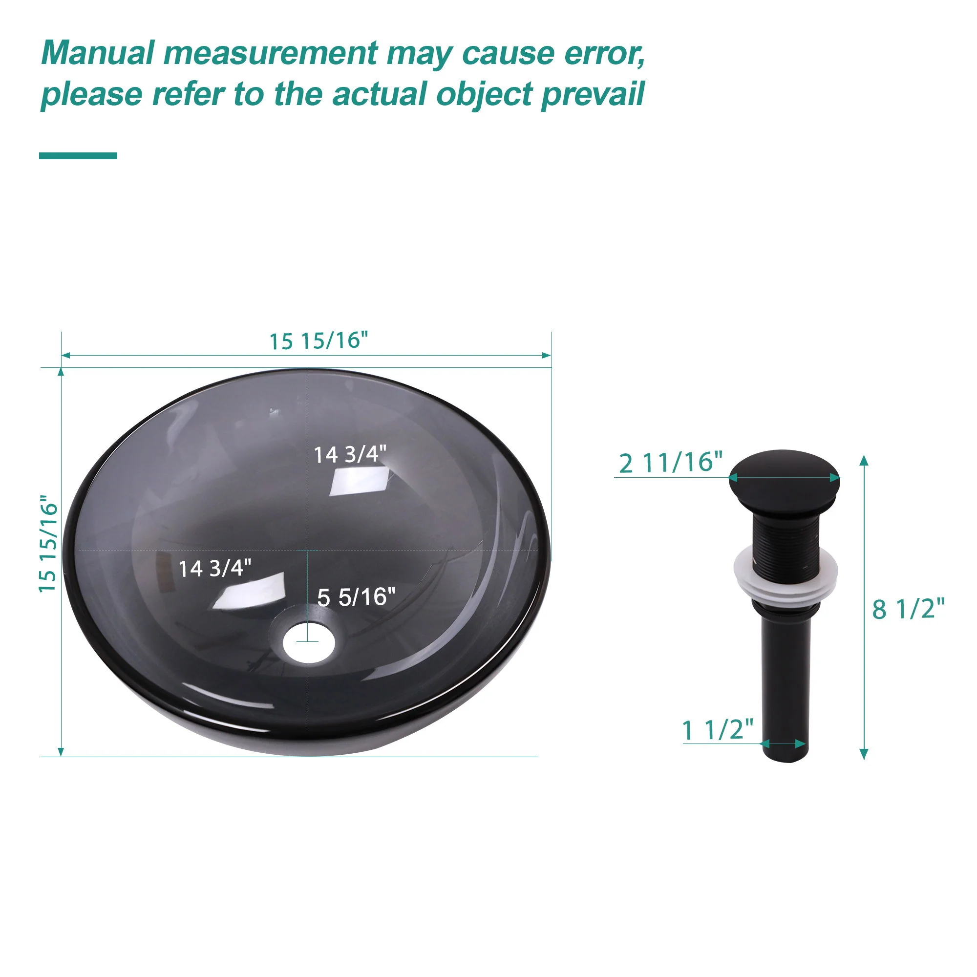 Artistic Tempered Glass Vessel Sink With Pop Up Drain - Image 8