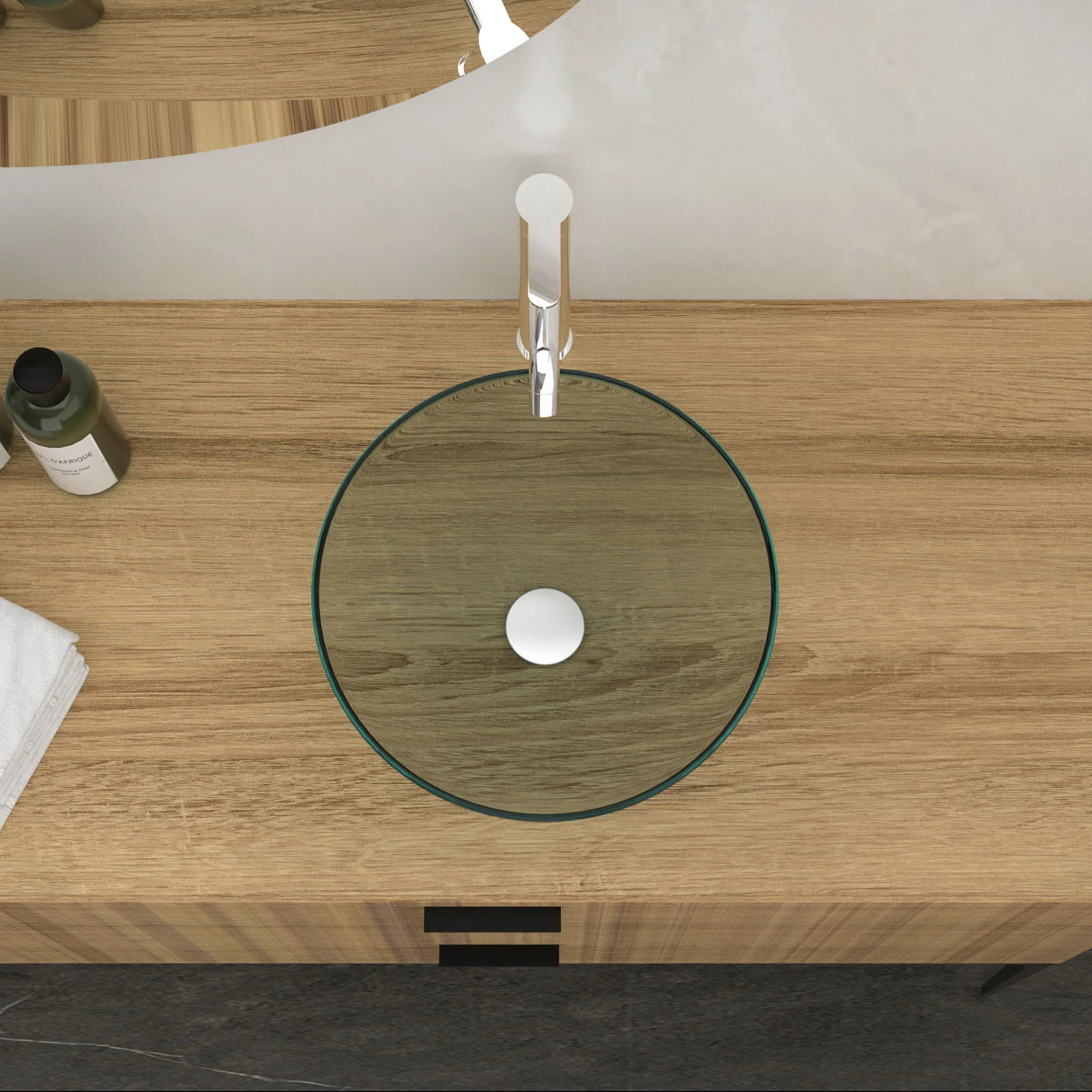 Artistic Tempered Glass Vessel Sink With Pop Up Drain - Image 9