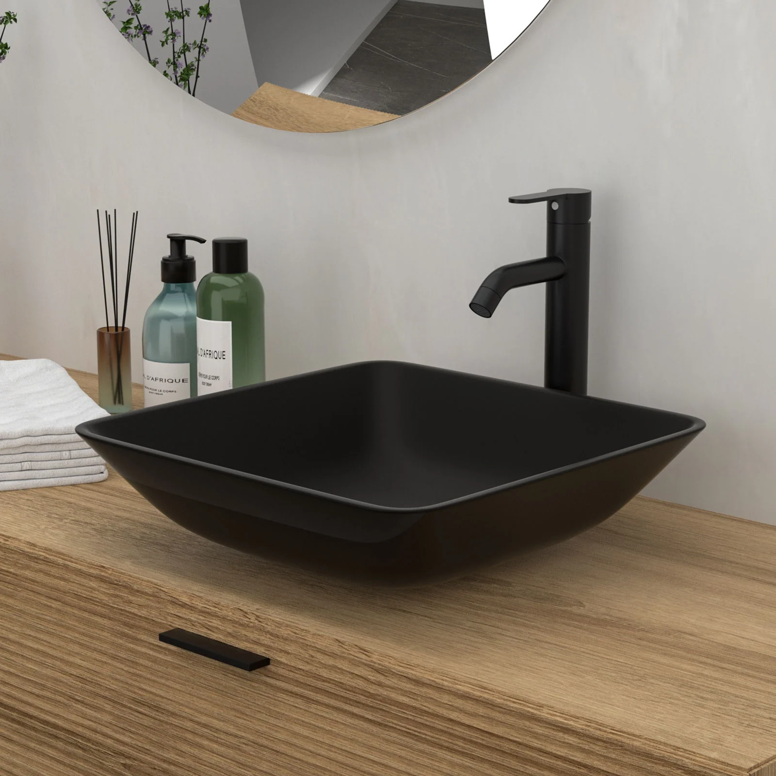 Artistic Vessel Sink With Faucet And Pop Up Drain - Matte Black - Image 6