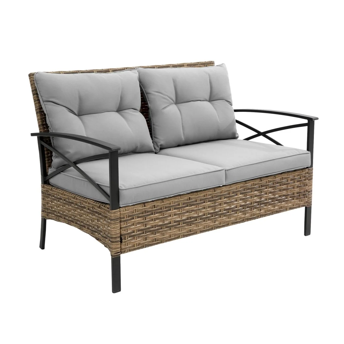 Arvello 4-Piece Wicker Patio Sofa Set with Low Dining Table - Image 11