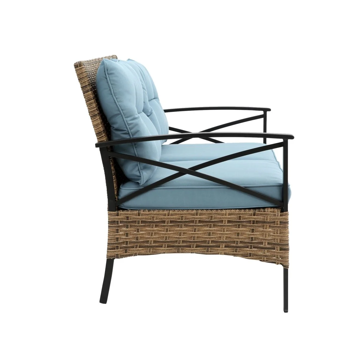 Arvello 4-Piece Wicker Patio Sofa Set with Low Dining Table - Image 5