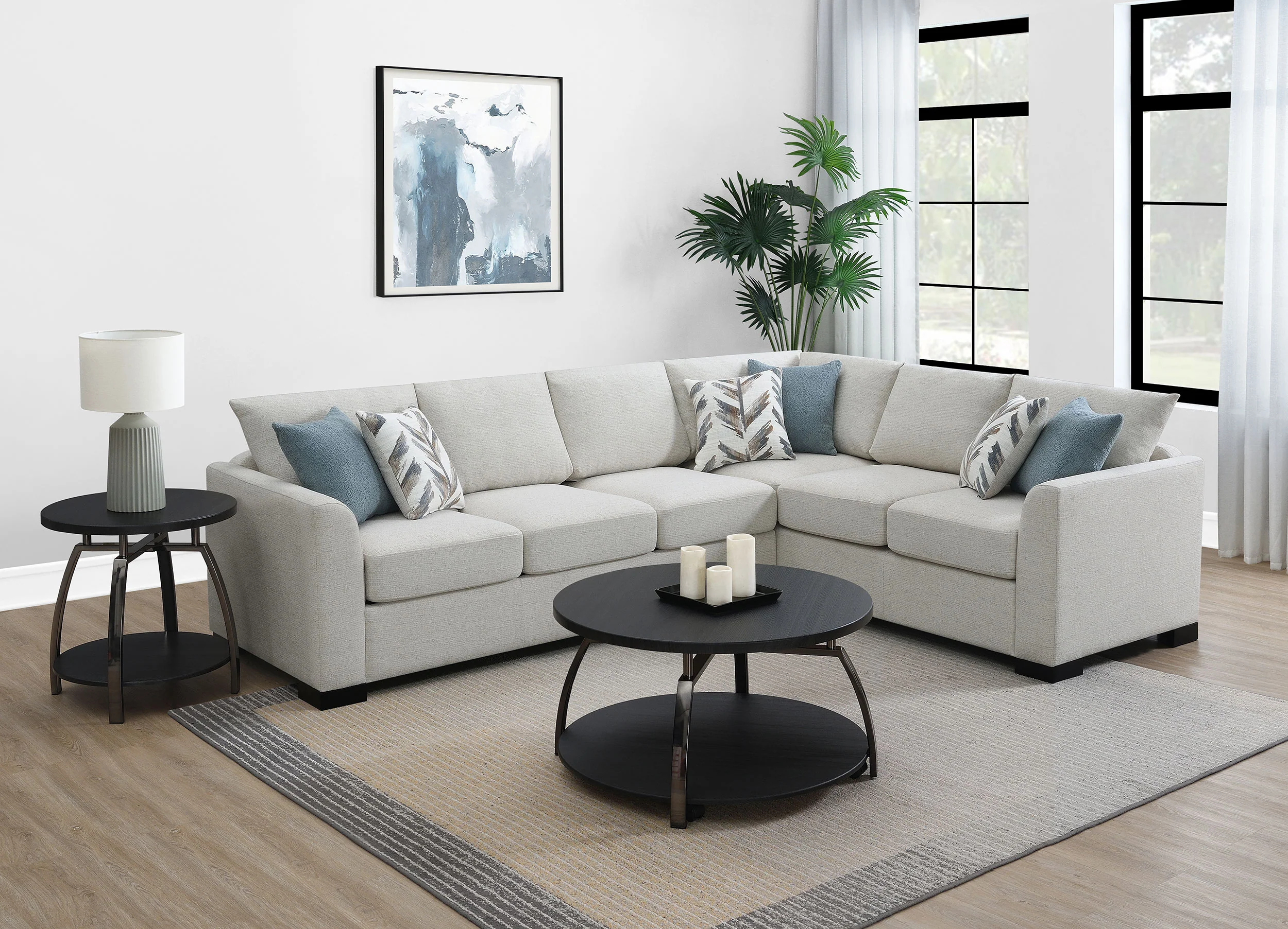 Ashford Chenille Upholstered Sleeper Sectional Sofa, Greige - Image 4
