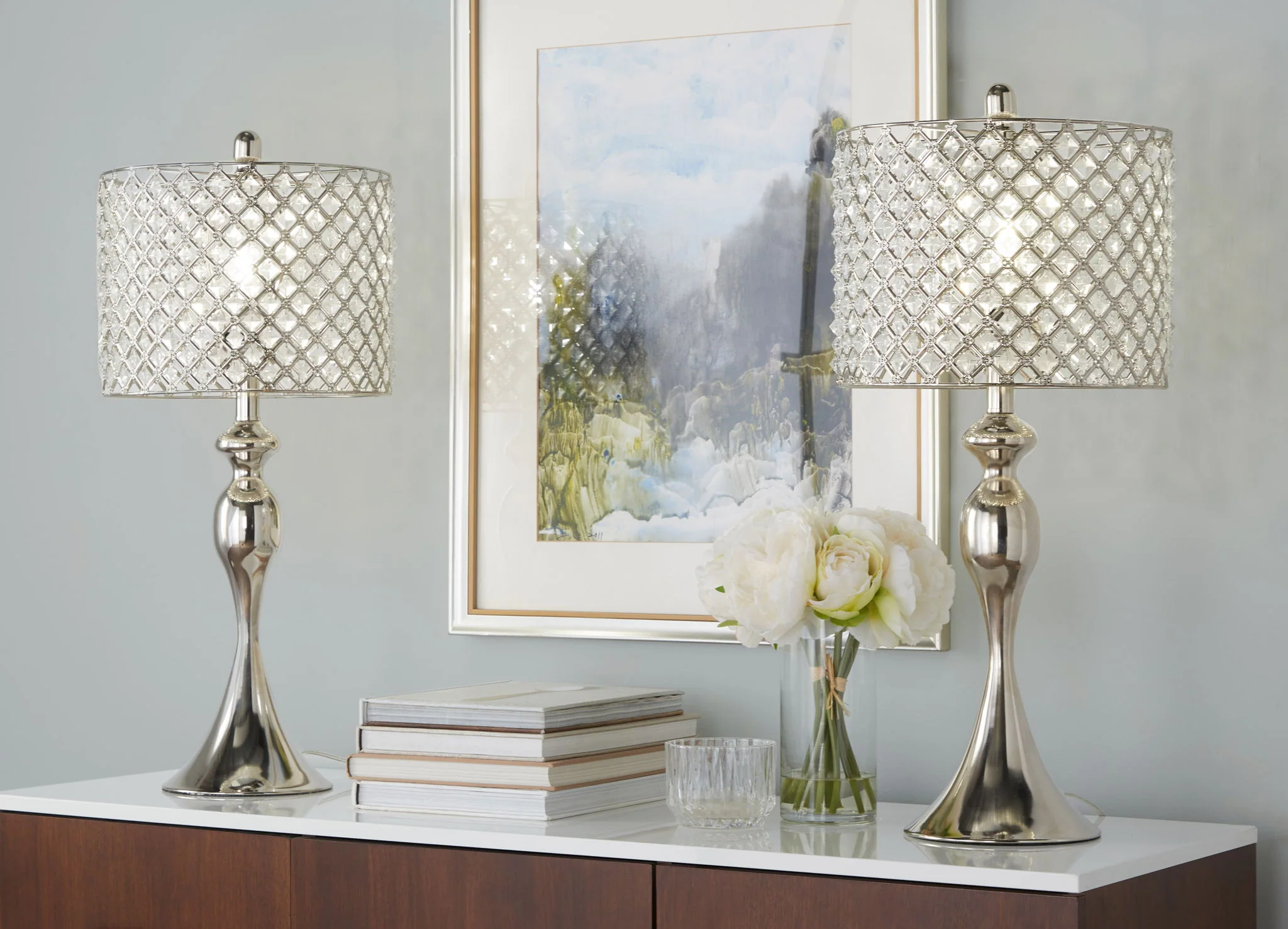 Ashland - Contemporary Table Lamp Square Clear Crystal (Set of 2) - Polished Nickel - Image 3
