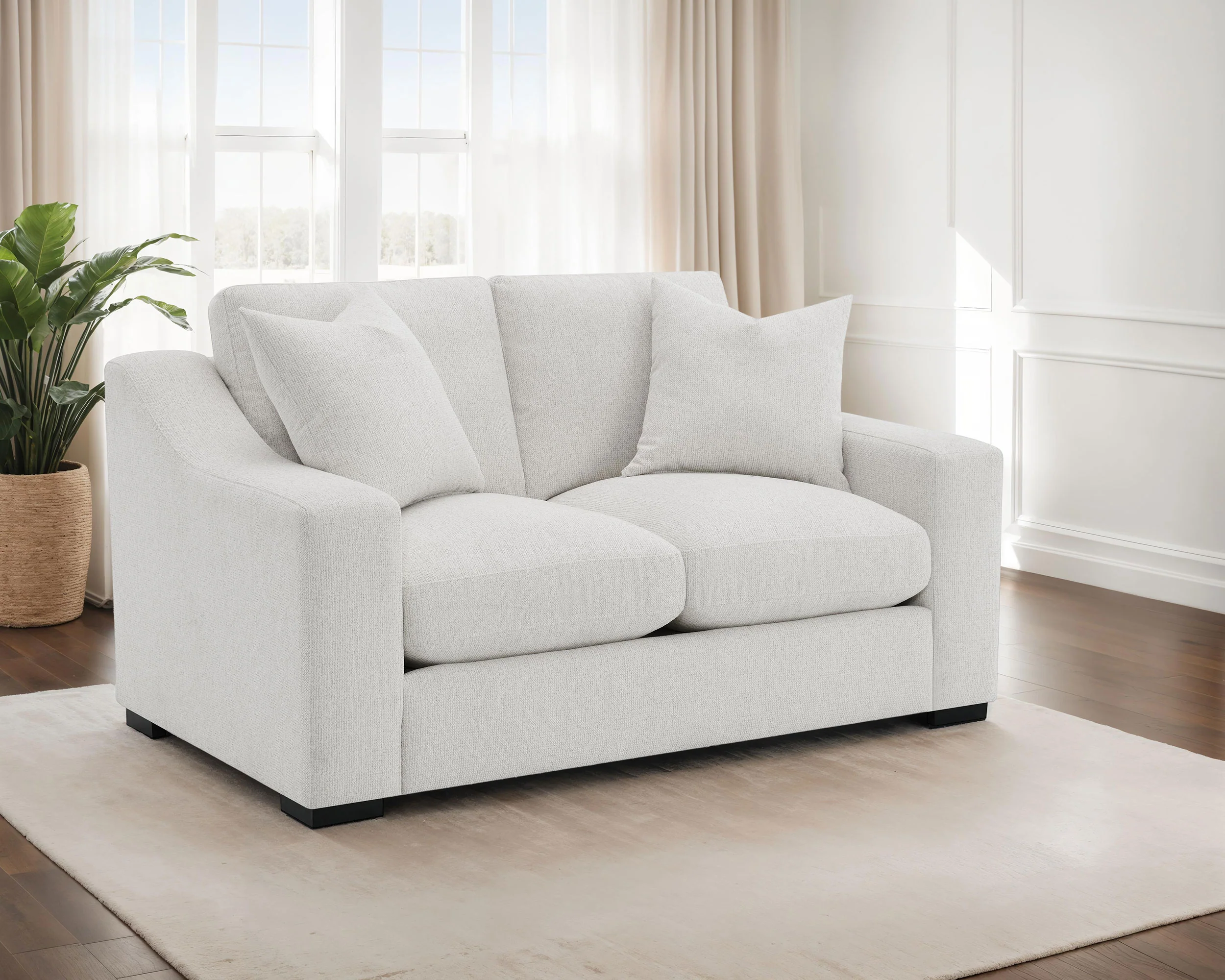 Ashlyn Fabric Upholstered Track Arm Loveseat Sand - Image 4
