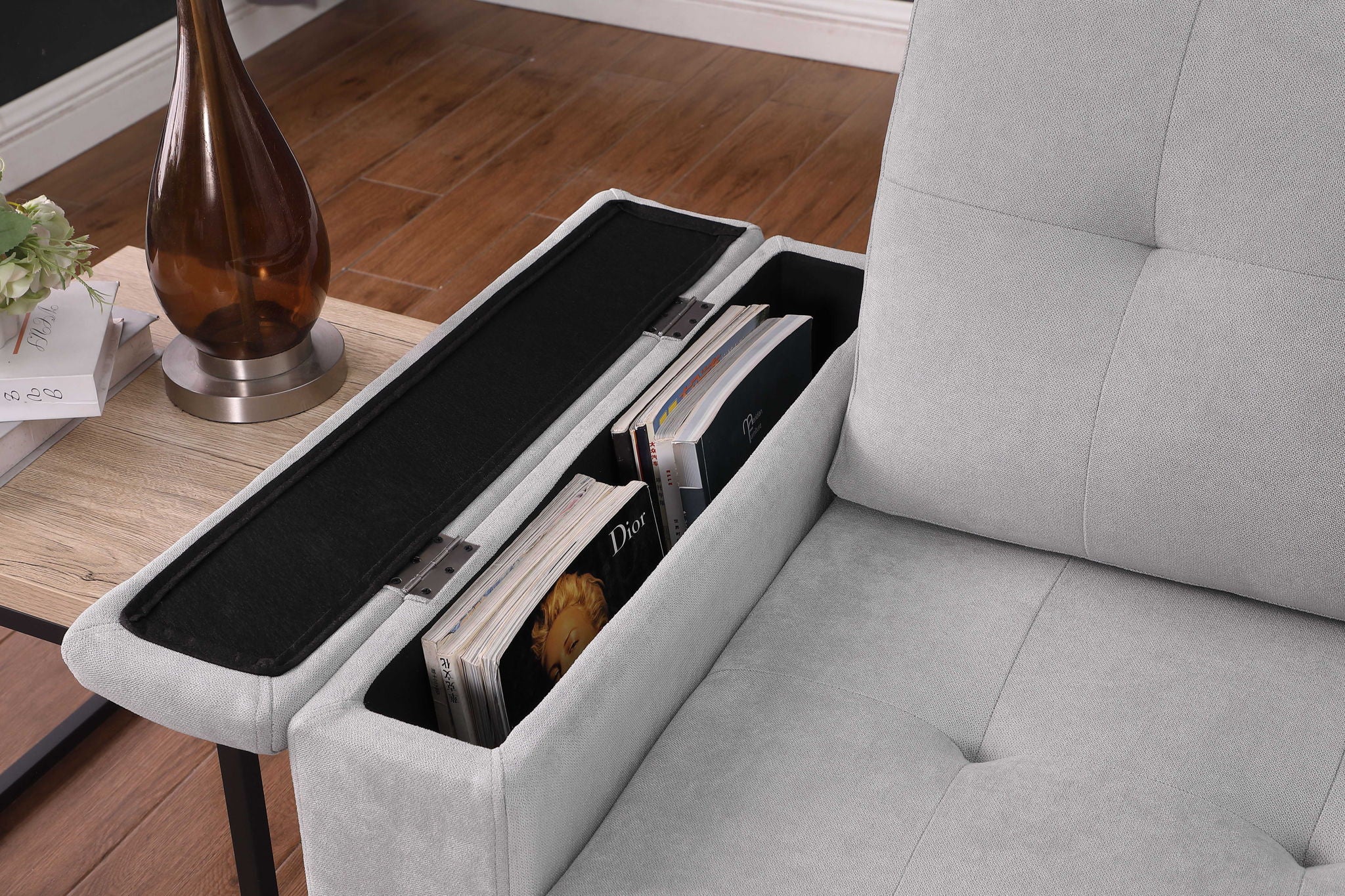 Ashlyn II - 84"W Woven Fabric Reversible Sleeper Sectional Sofa with Storage Chaise - Image 27