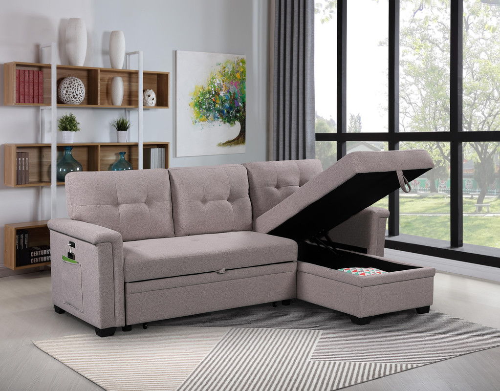 Ashlyn - Reversible Sleeper Sectional Sofa With Storage Chaise, USB Charging Ports And Pocket - Image 17