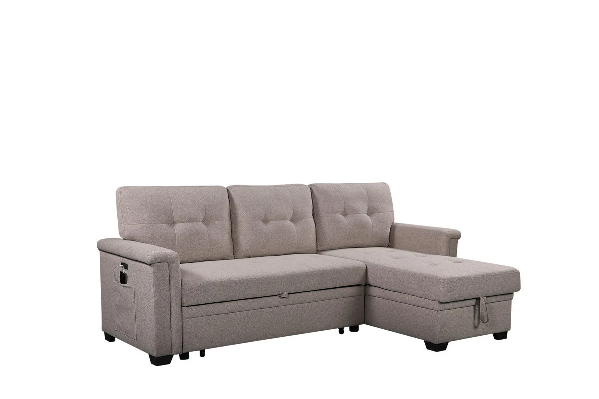 Ashlyn - Reversible Sleeper Sectional Sofa With Storage Chaise, USB Charging Ports And Pocket - Image 6