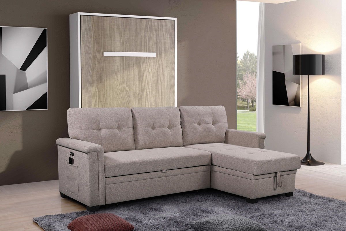Ashlyn - Reversible Sleeper Sectional Sofa With Storage Chaise, USB Charging Ports And Pocket - Image 8