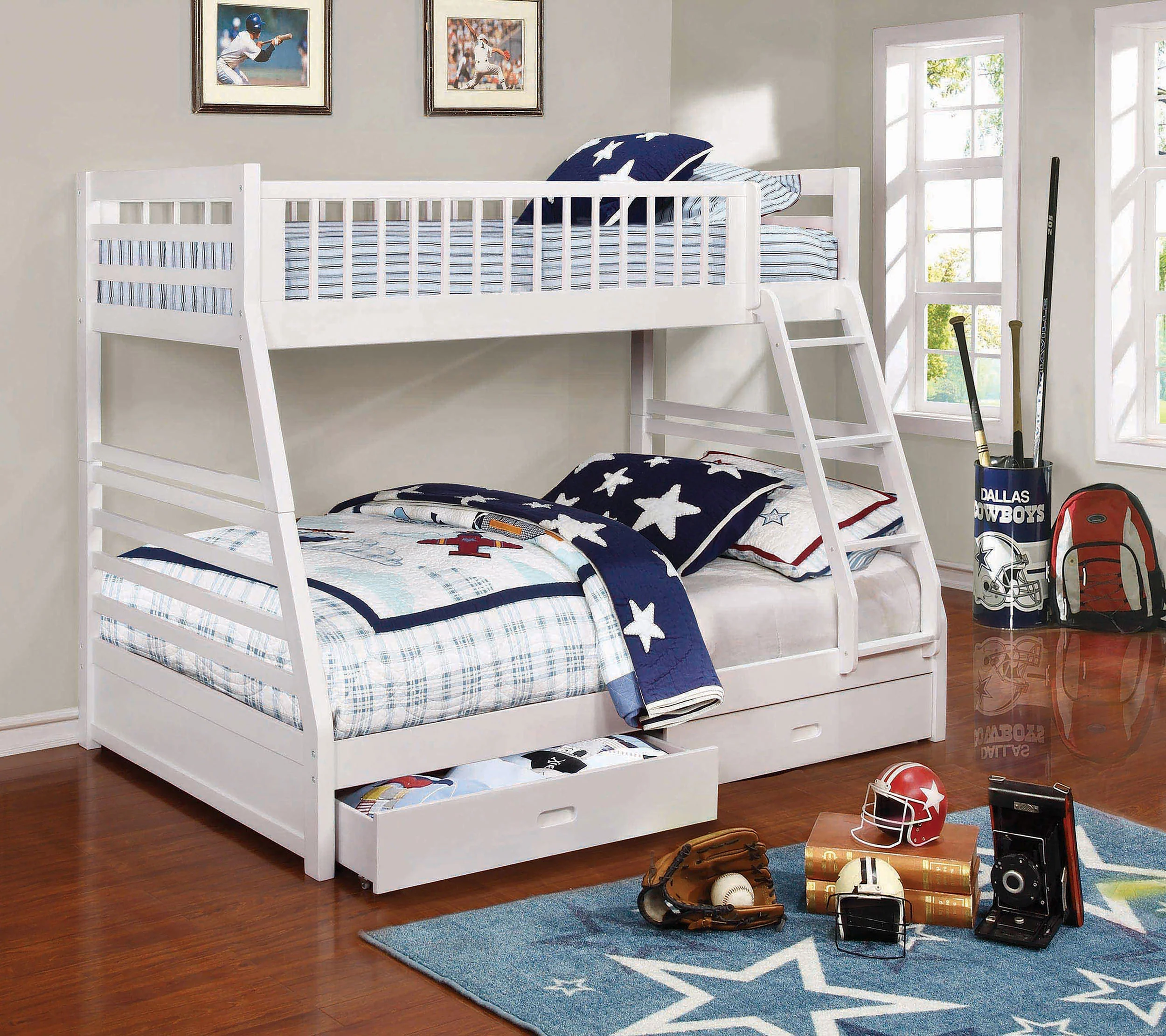 Ashton 2-Drawer Twin Over Full Bunk Bed - White - Image 3