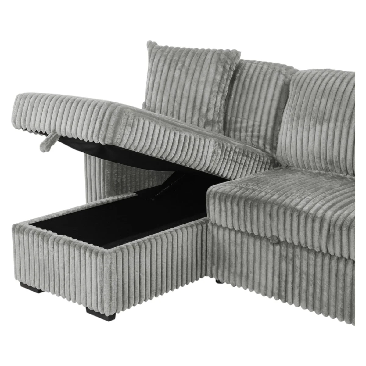 Ashton Velvet Sectional Sofa Sleeper with Storage and USB Charging - Image 18