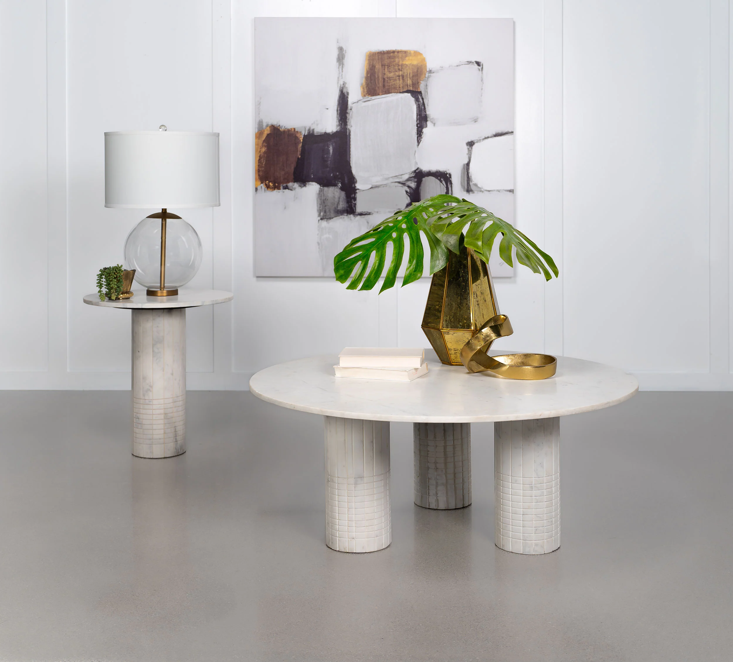 Astoria Round Genuine Marble Coffee Table White - Image 6