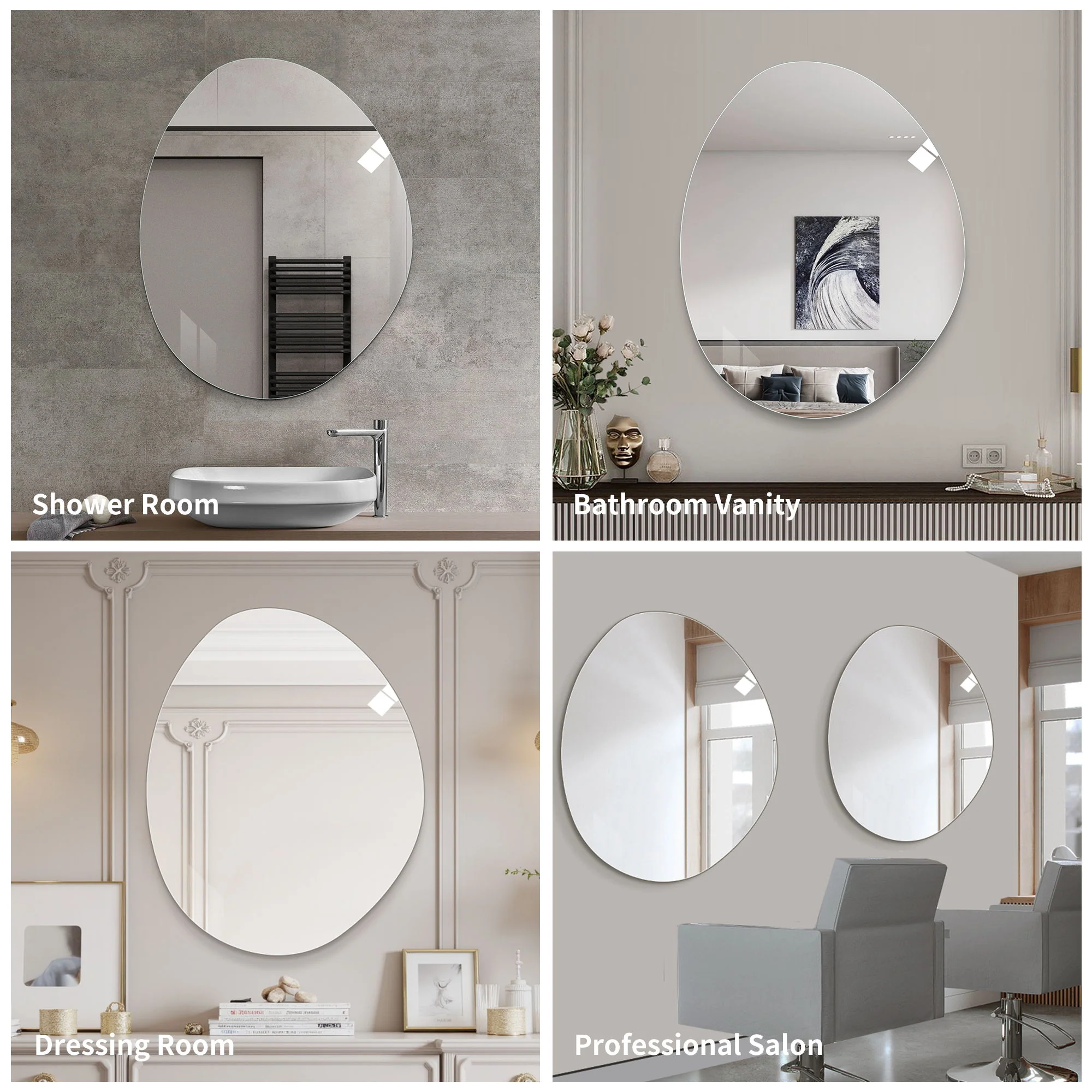 Asymmetrical Bathroom Wall Mirror - Silver - Image 6
