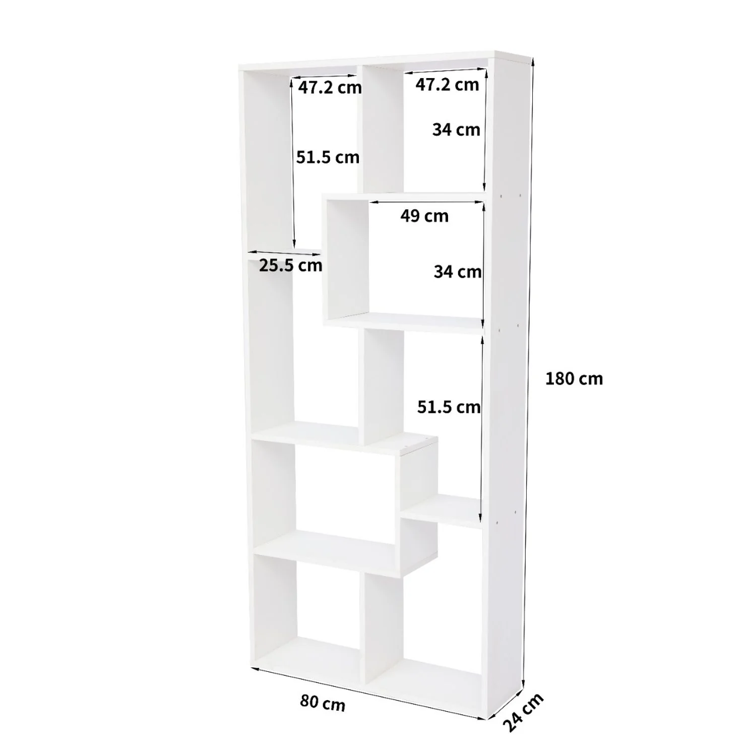 Asymmetrical Display Shelf & Bookcase, 5 Tier - Image 6