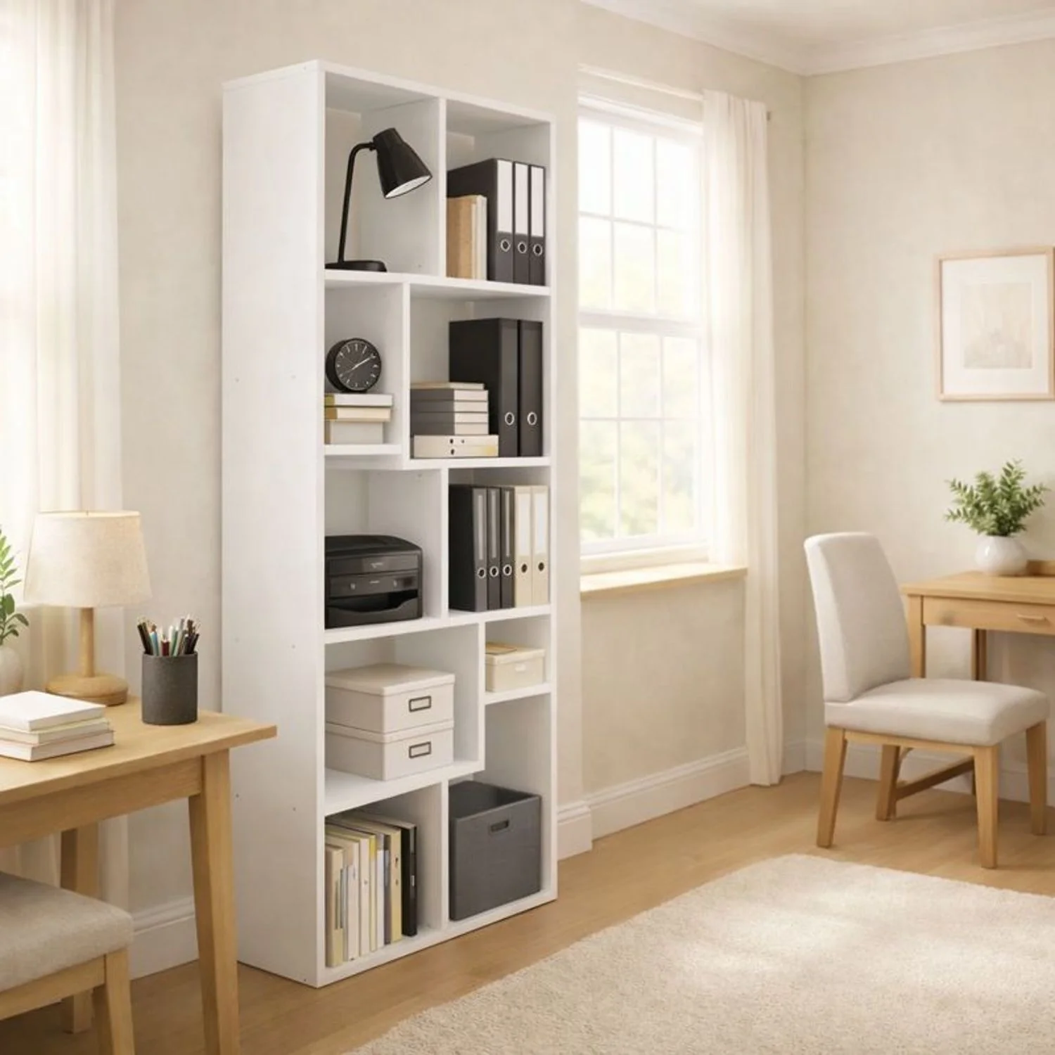Asymmetrical Display Shelf & Bookcase, 5 Tier - Image 9