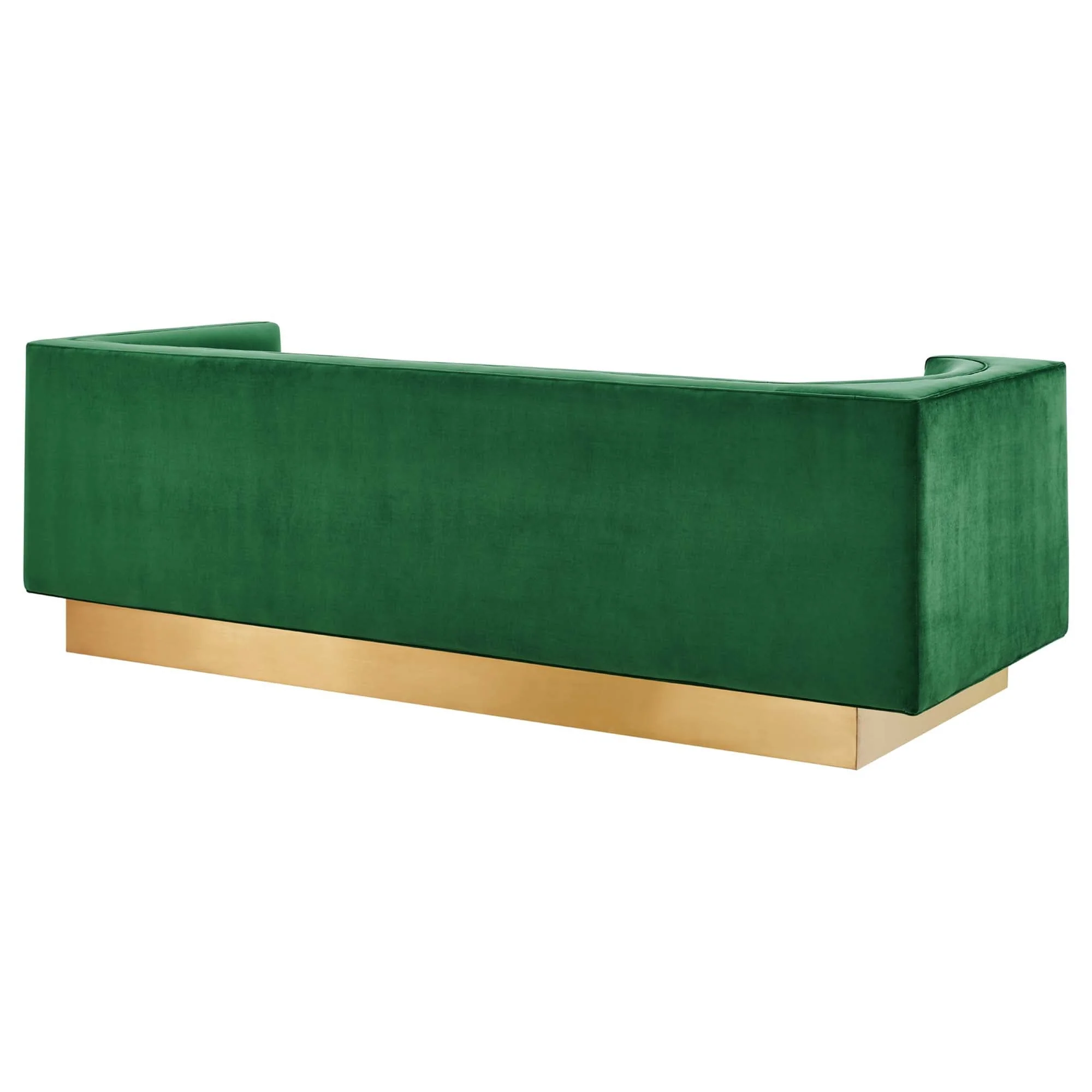 Asymmetrical Performance Velvet Sofa with Gold Inset Rim - Image 11