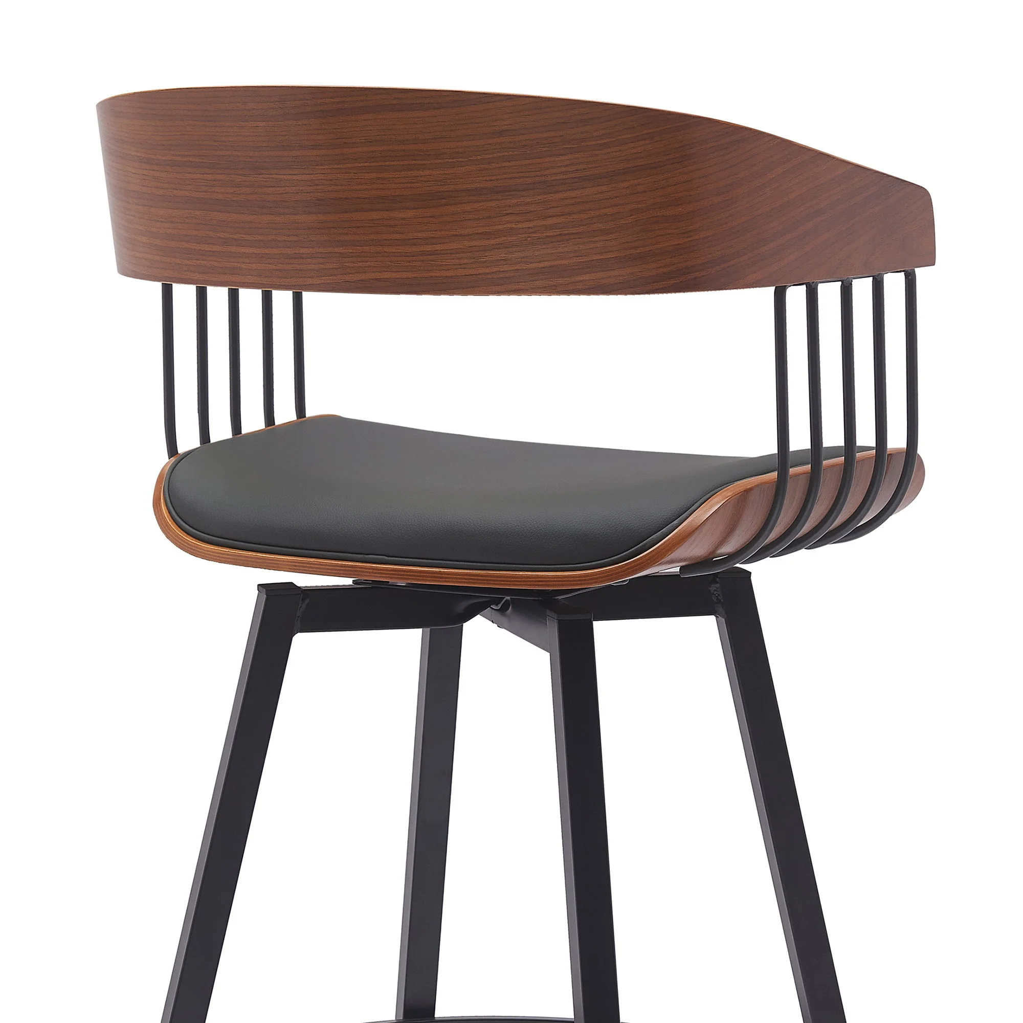 Athena - Swivel Walnut Metal Stool - Image 18