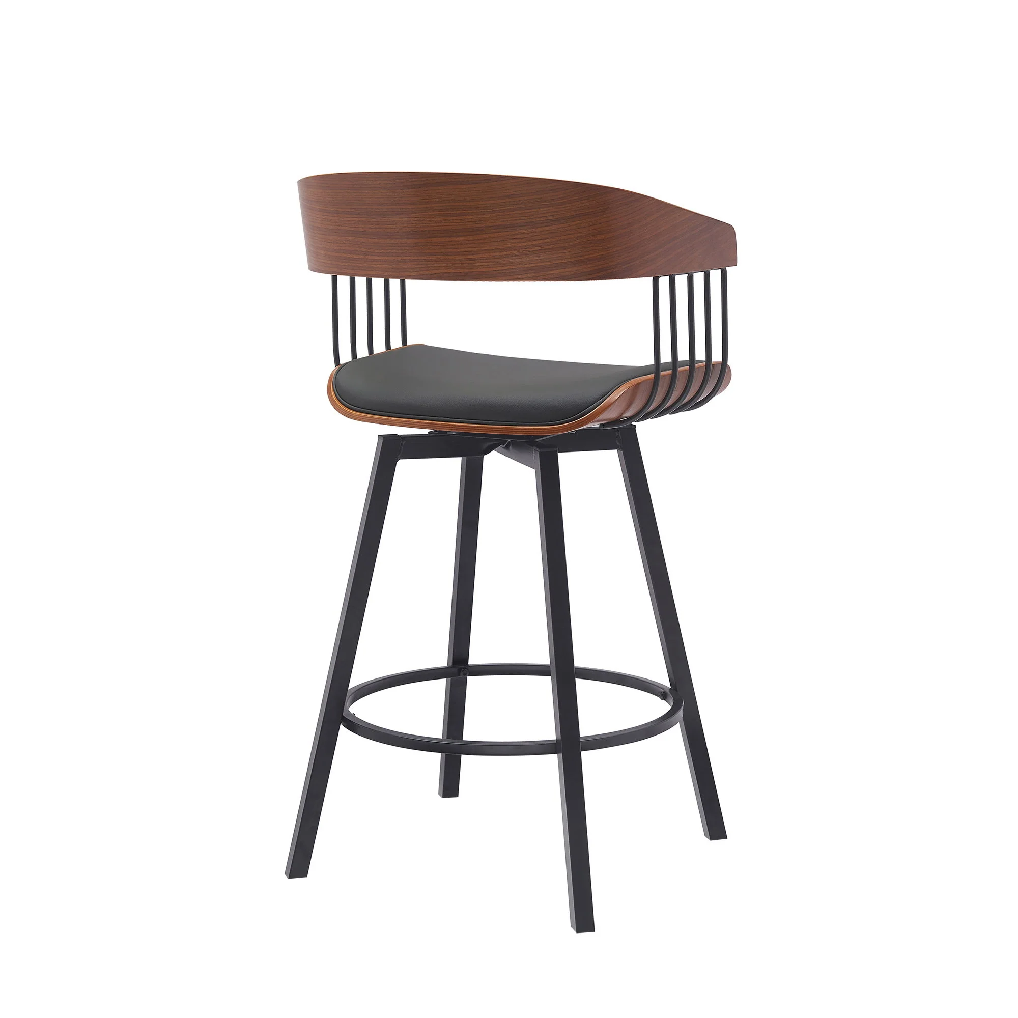 Athena - Swivel Walnut Metal Stool - Image 21