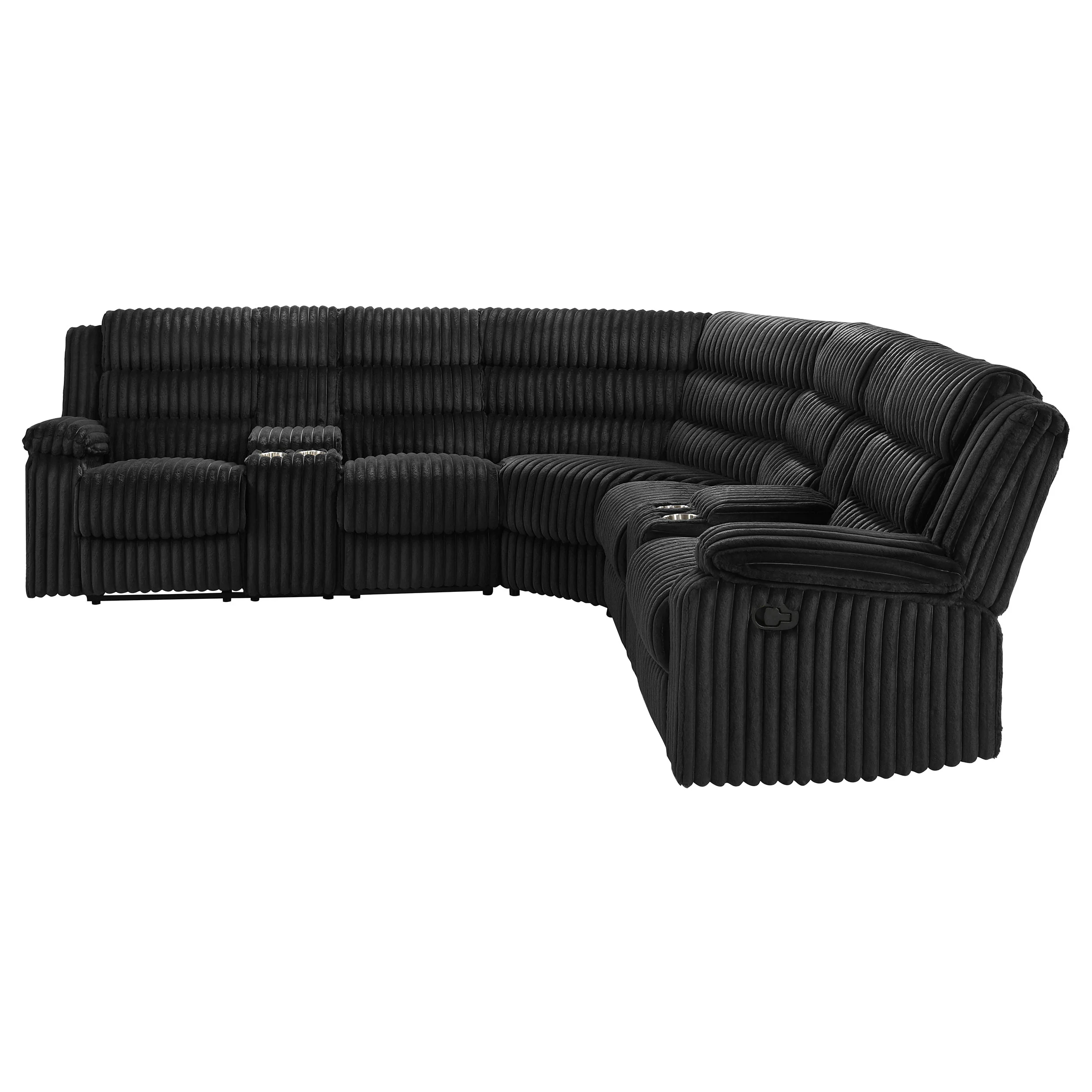 Atkinson Upholstered Reclining Sectional Sofa in Black - Image 6