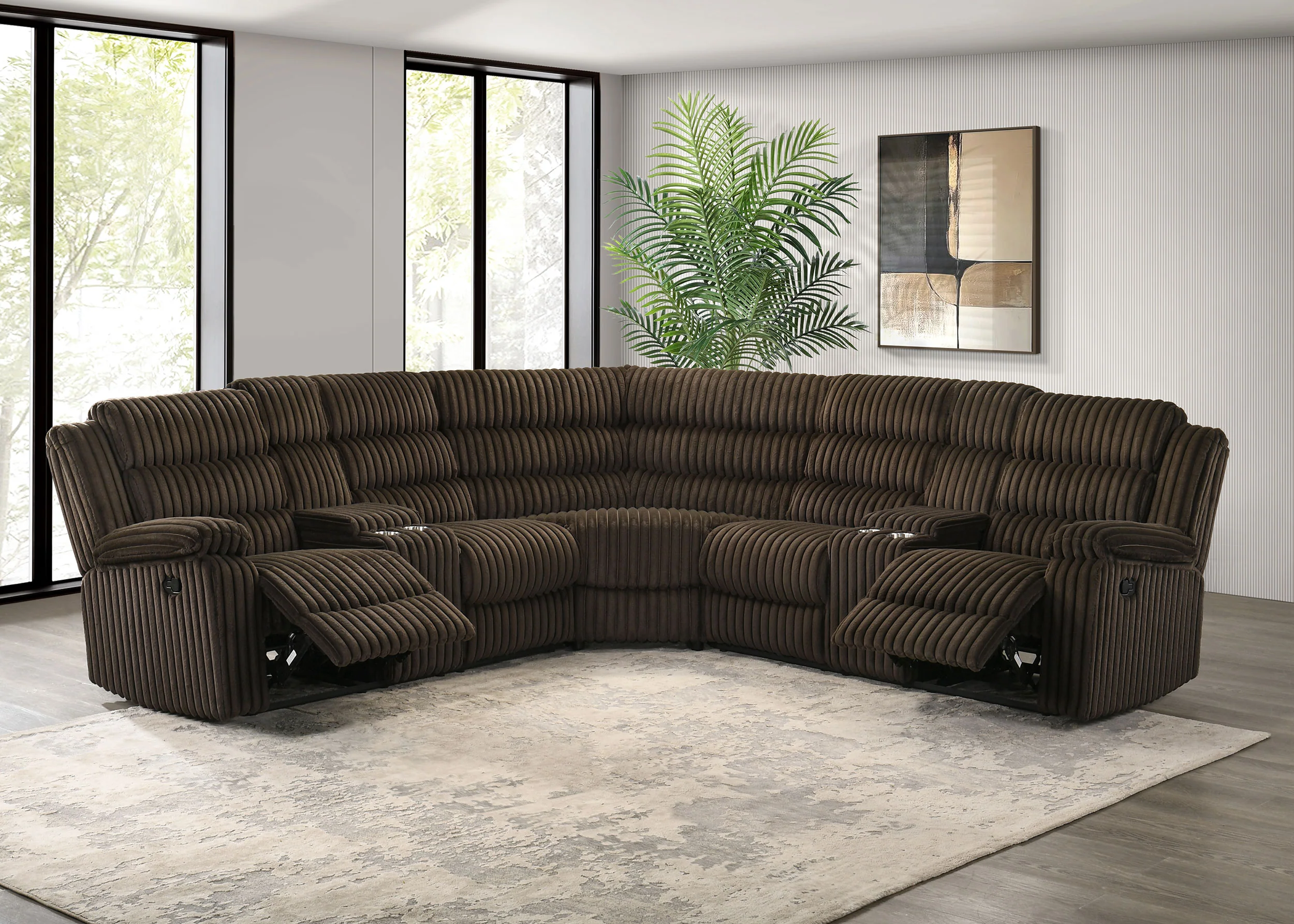 Atkinson Upholstered Reclining Sectional Sofa in Chocolate - Image 3