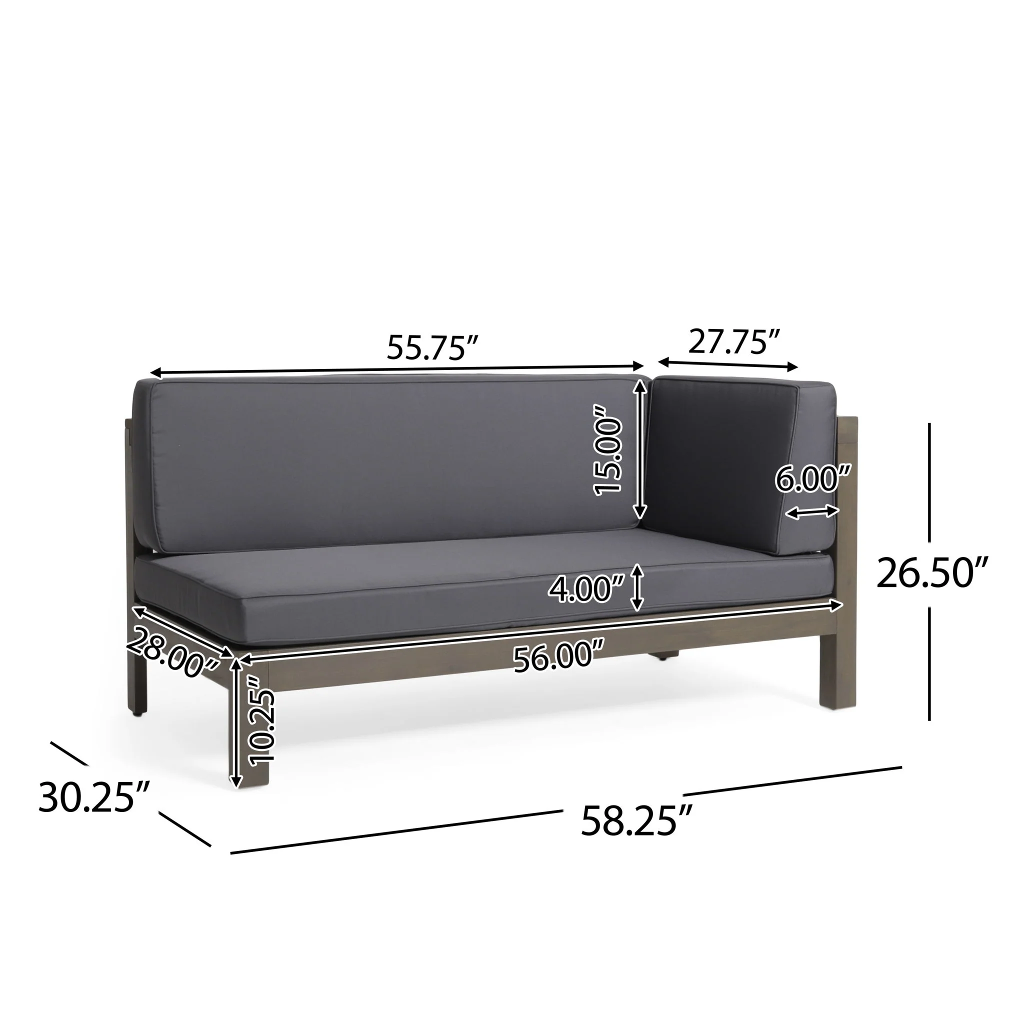 Aura - 2 Piece Outdoor Set With X Back Left Bench And Corner - Dark Gray - Image 7