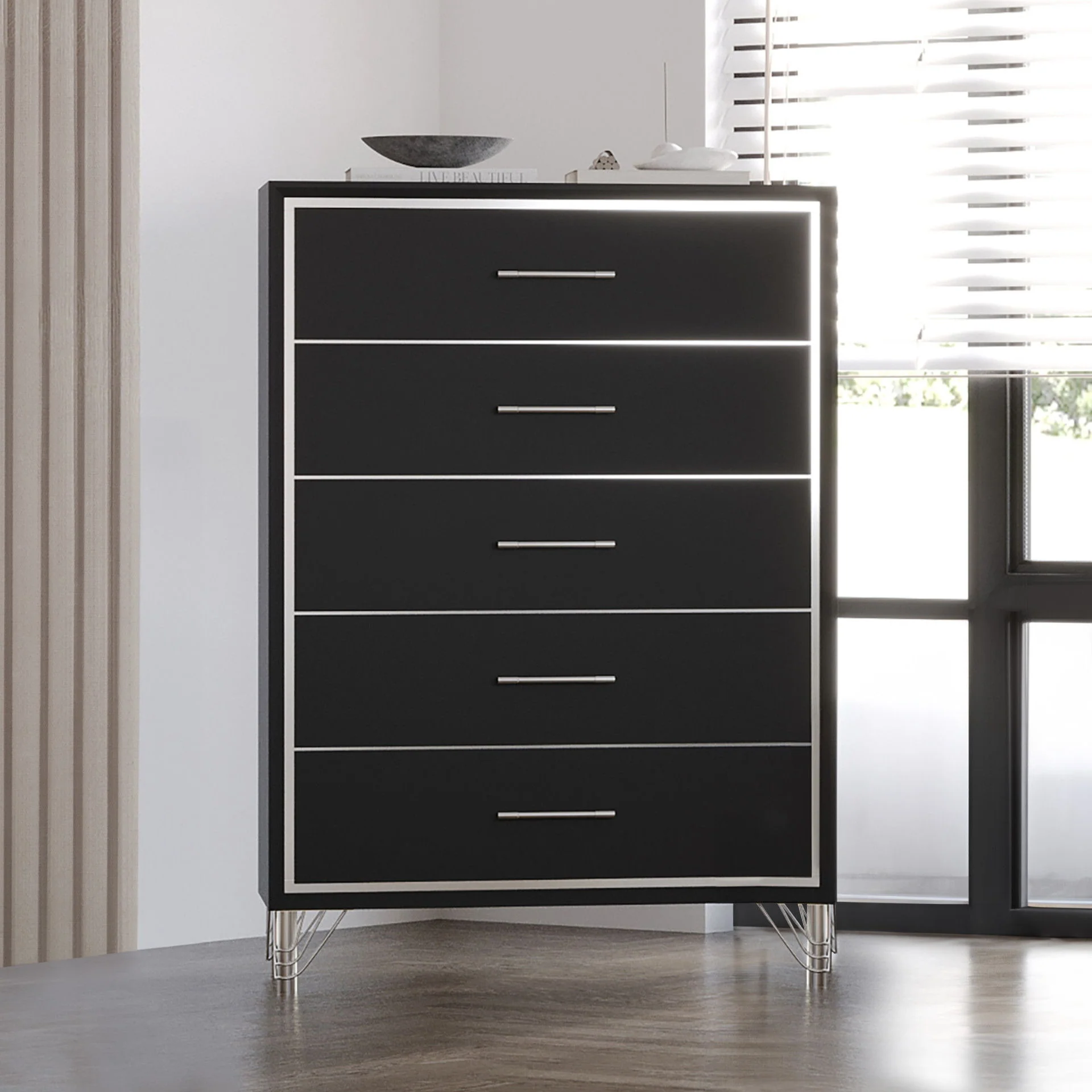 Ava - 5 Drawer Chest - Ebony - Image 4