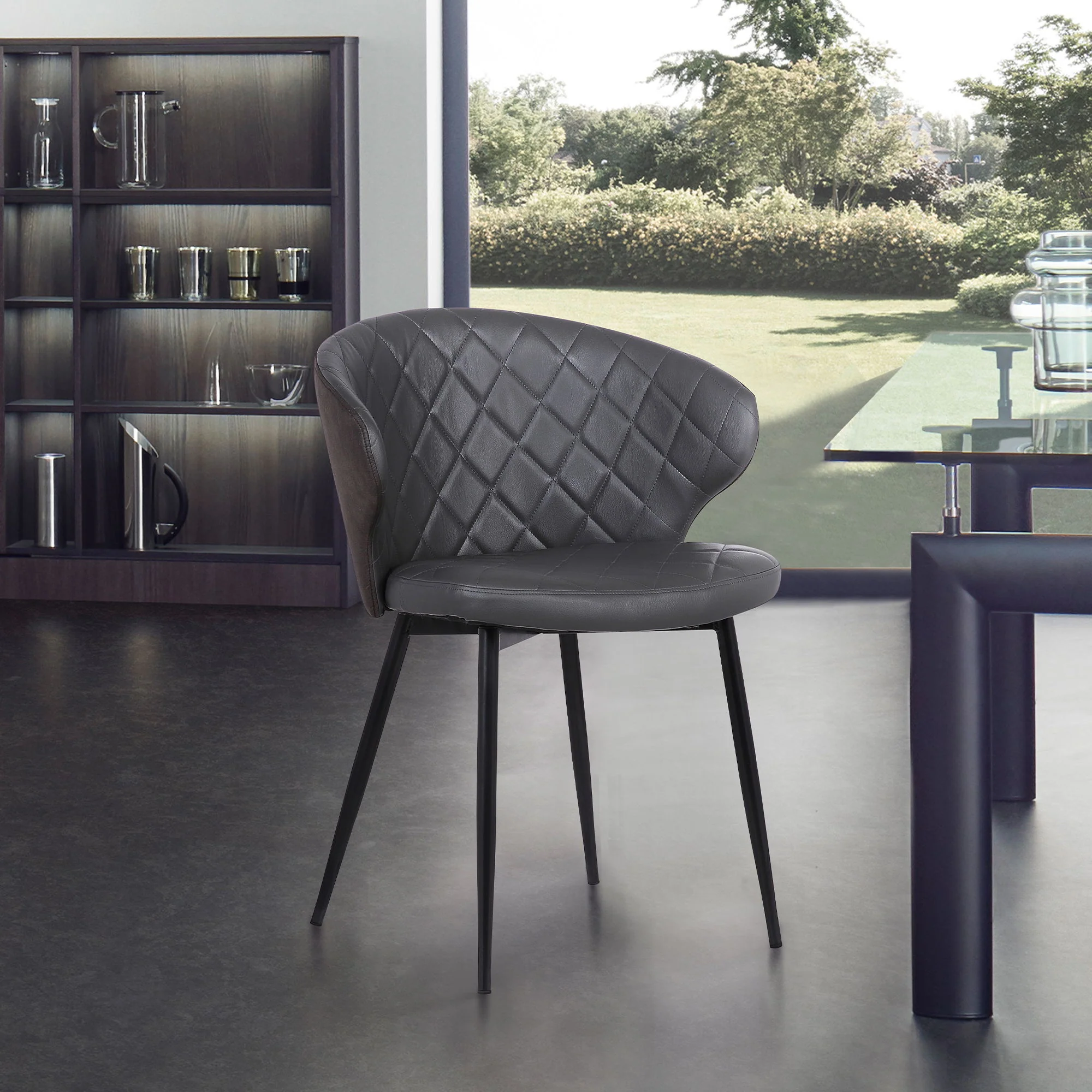 Ava - Dining Chair - Black Powder / Gray - Image 2