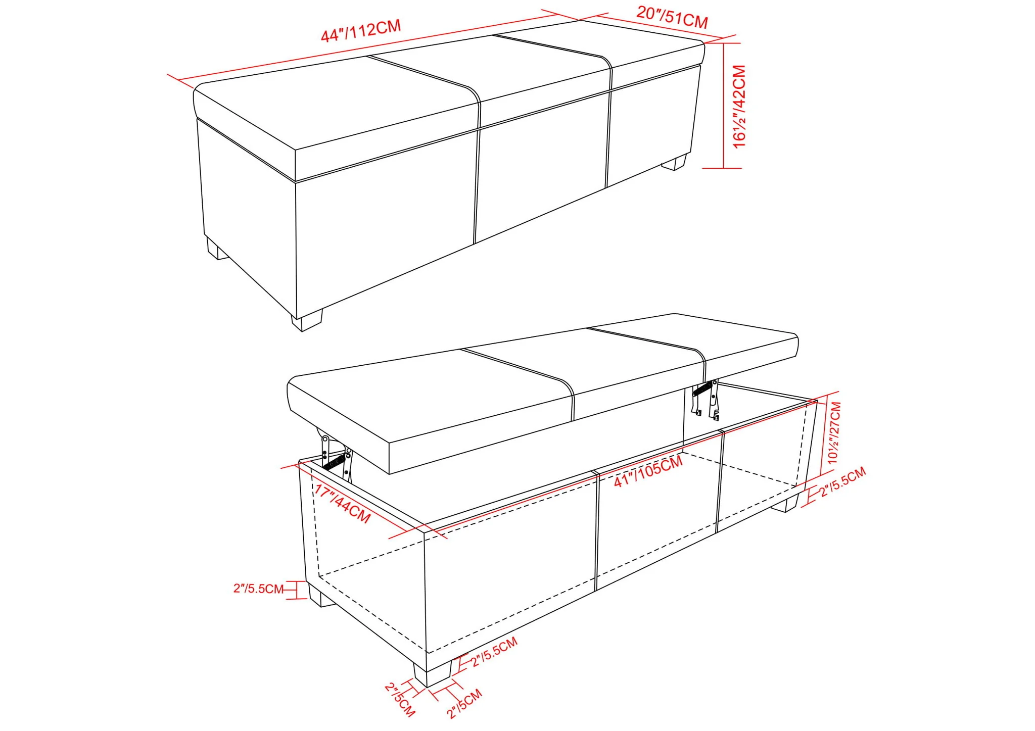 Avalon - Lift Top Rectangular Storage Ottoman - Tanners Brown - Image 8