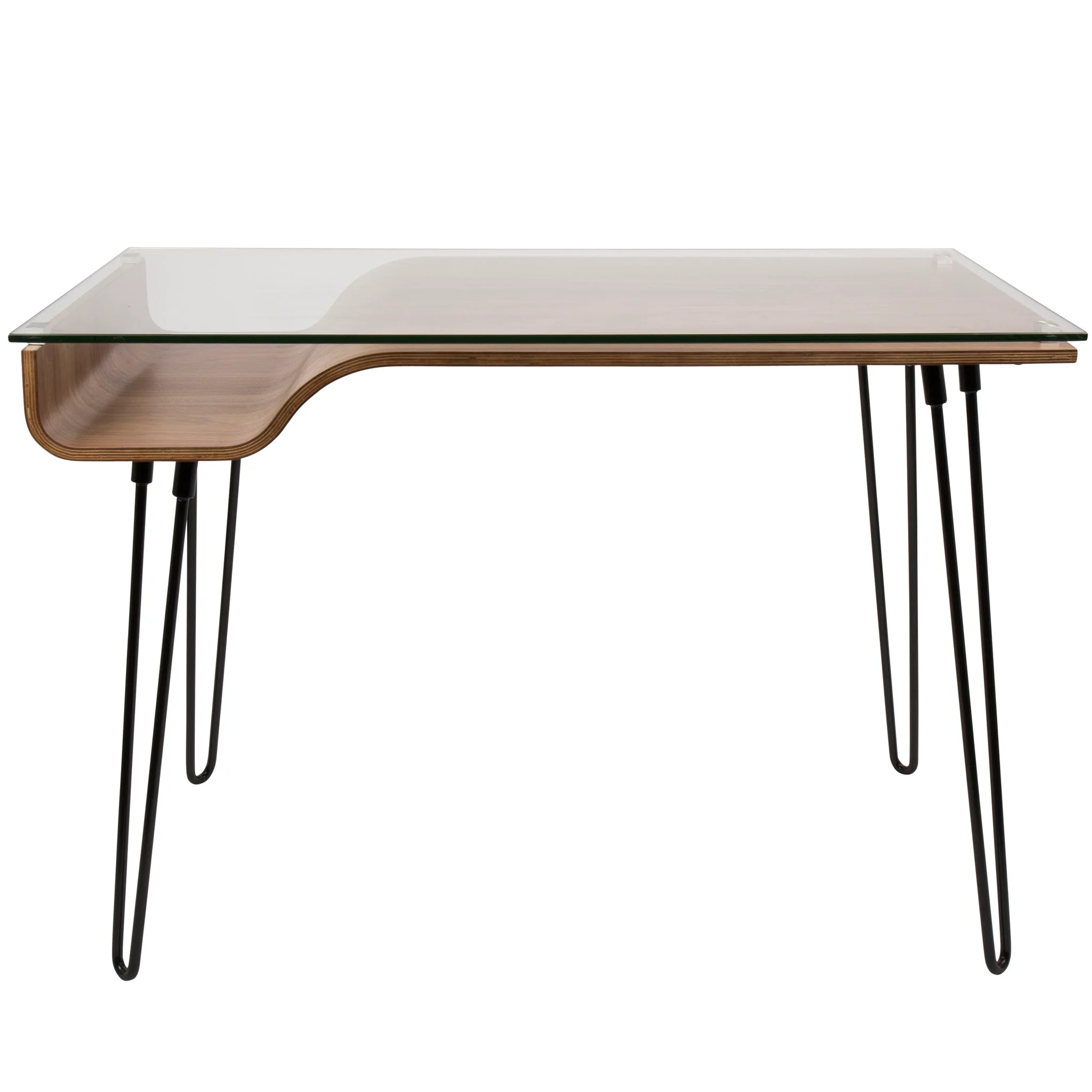 Avery - Mid-Century Modern Desk - Walnut / Clear / Black - Image 4