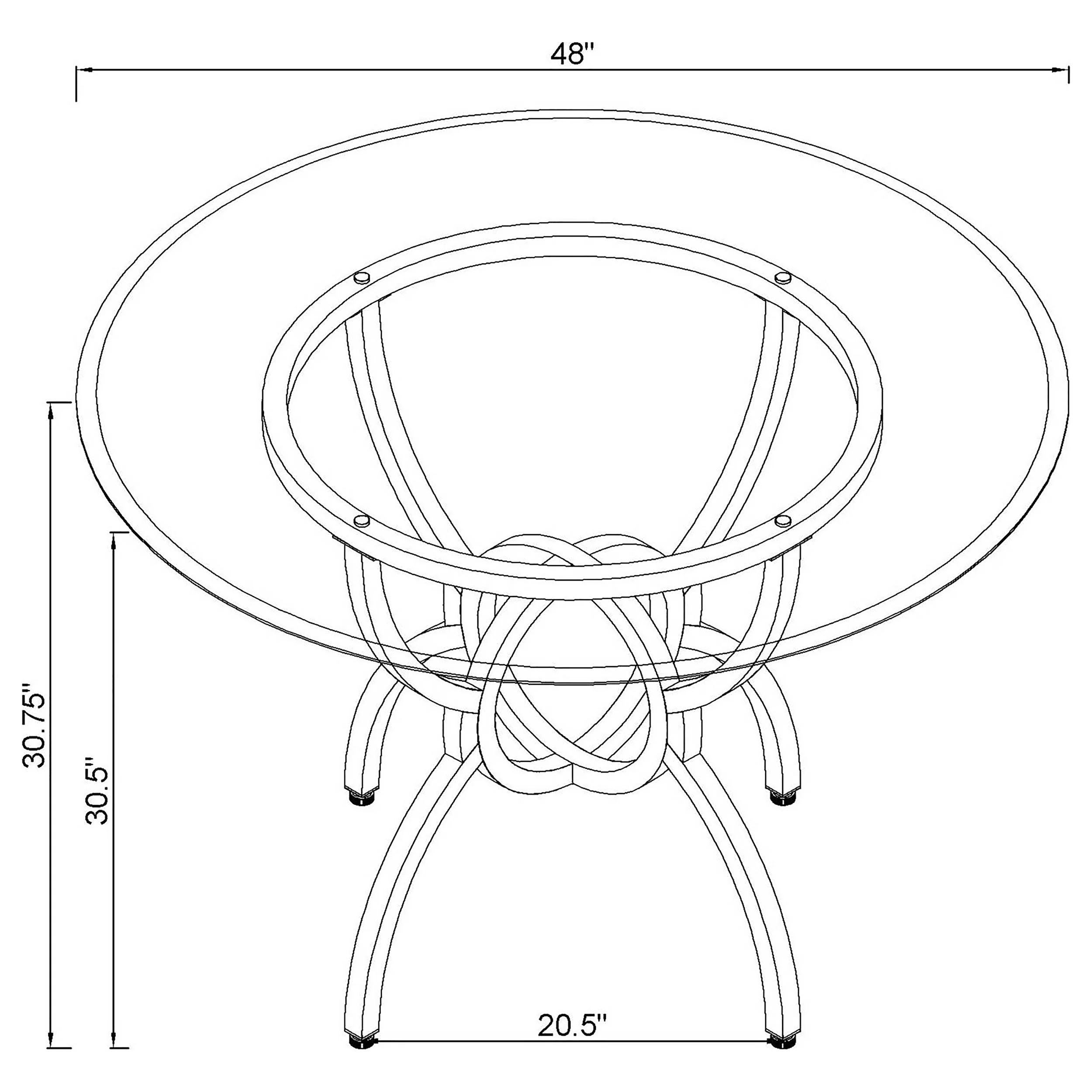 Aviano Round 48-Inch Glass Top Dining Table - Gunmetal - Image 9