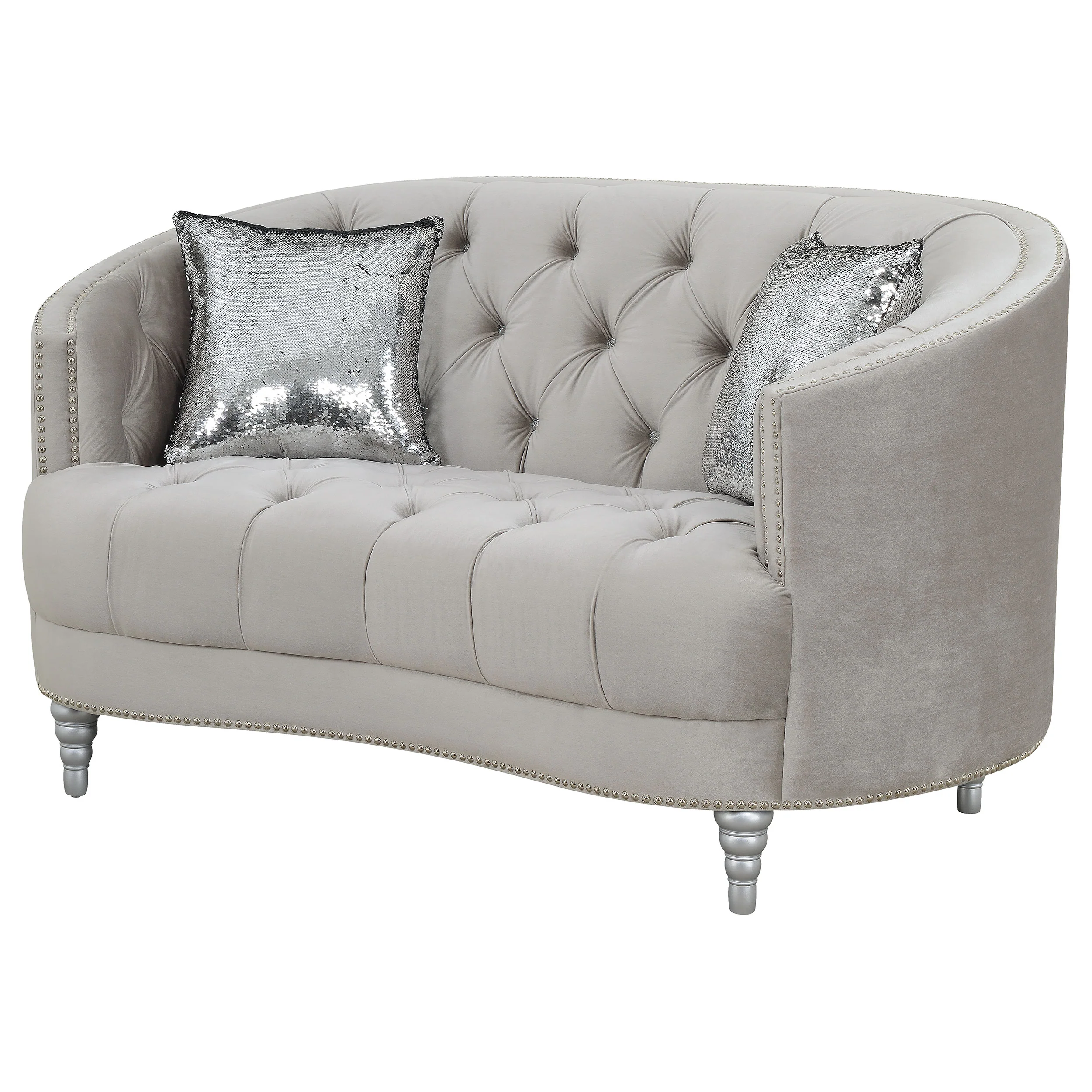 Avonlea Upholstered Sloped Arm Loveseat Grey Velvet - Image 3