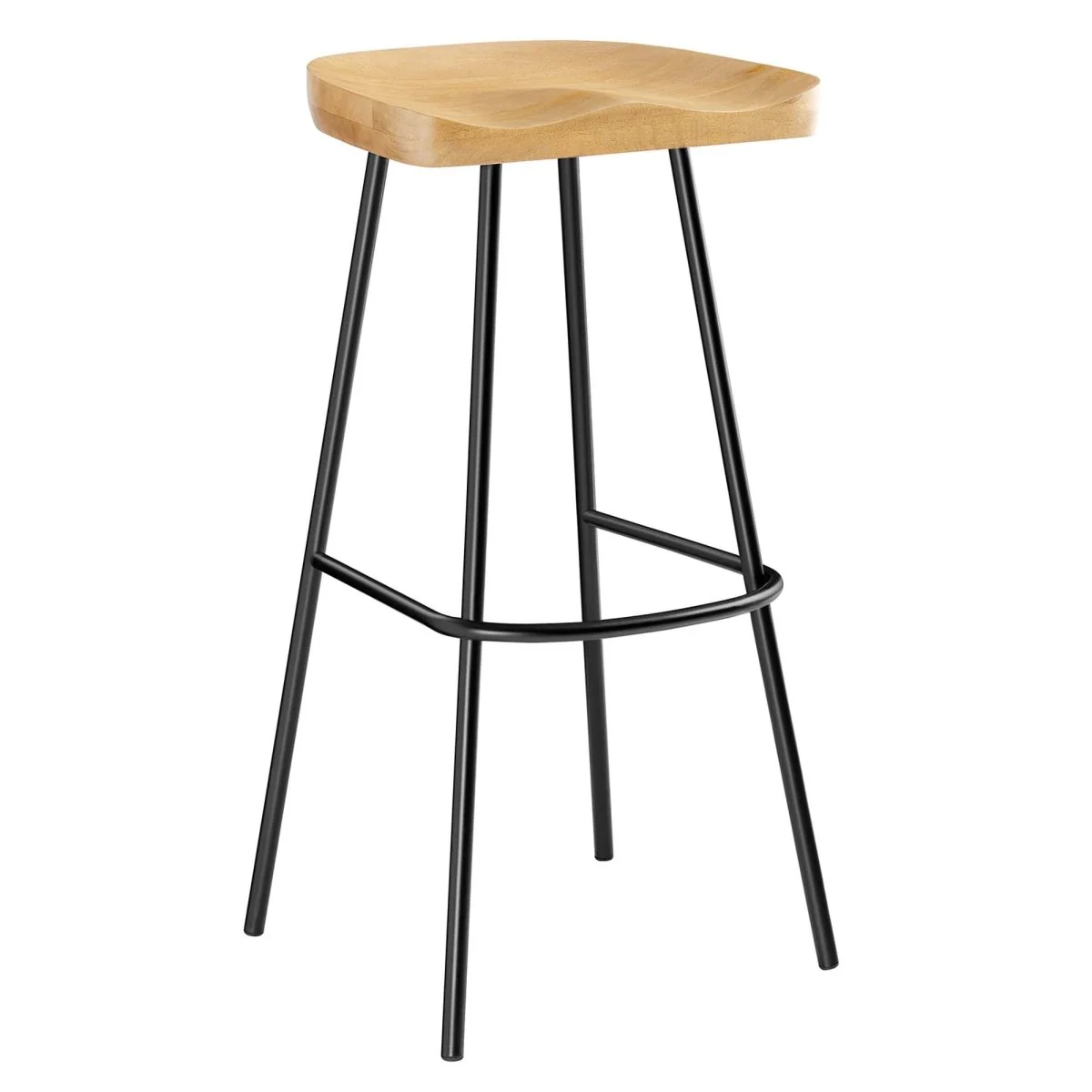Backless Mango Wood Saddle Seat Bar Stools Set of 2 - Image 3