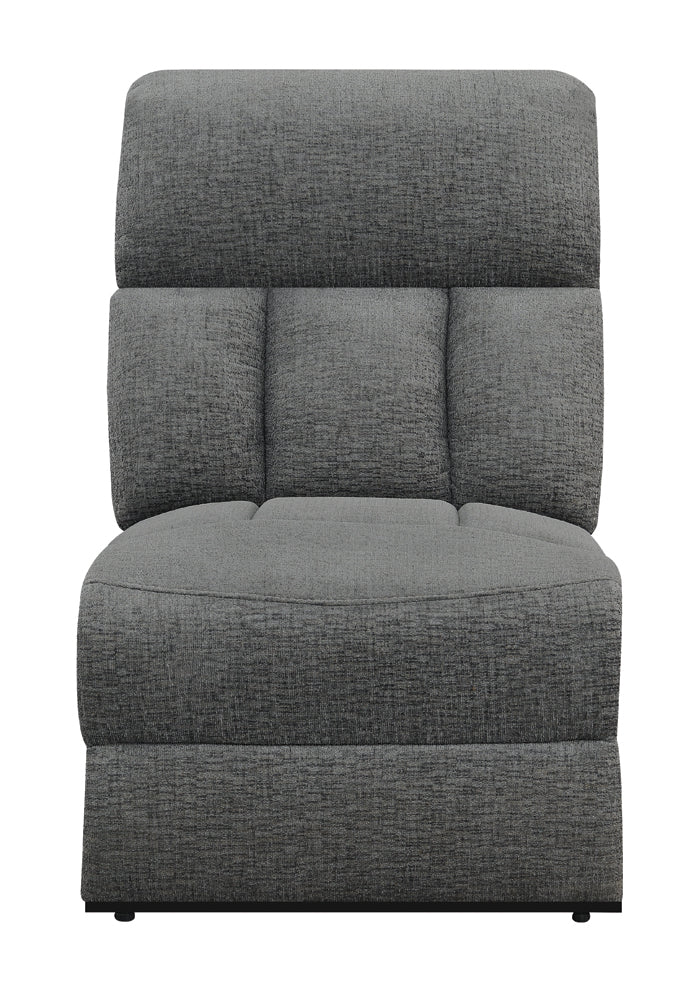 Bahrain Upholstered Armless Chair in Charcoal - Image 3