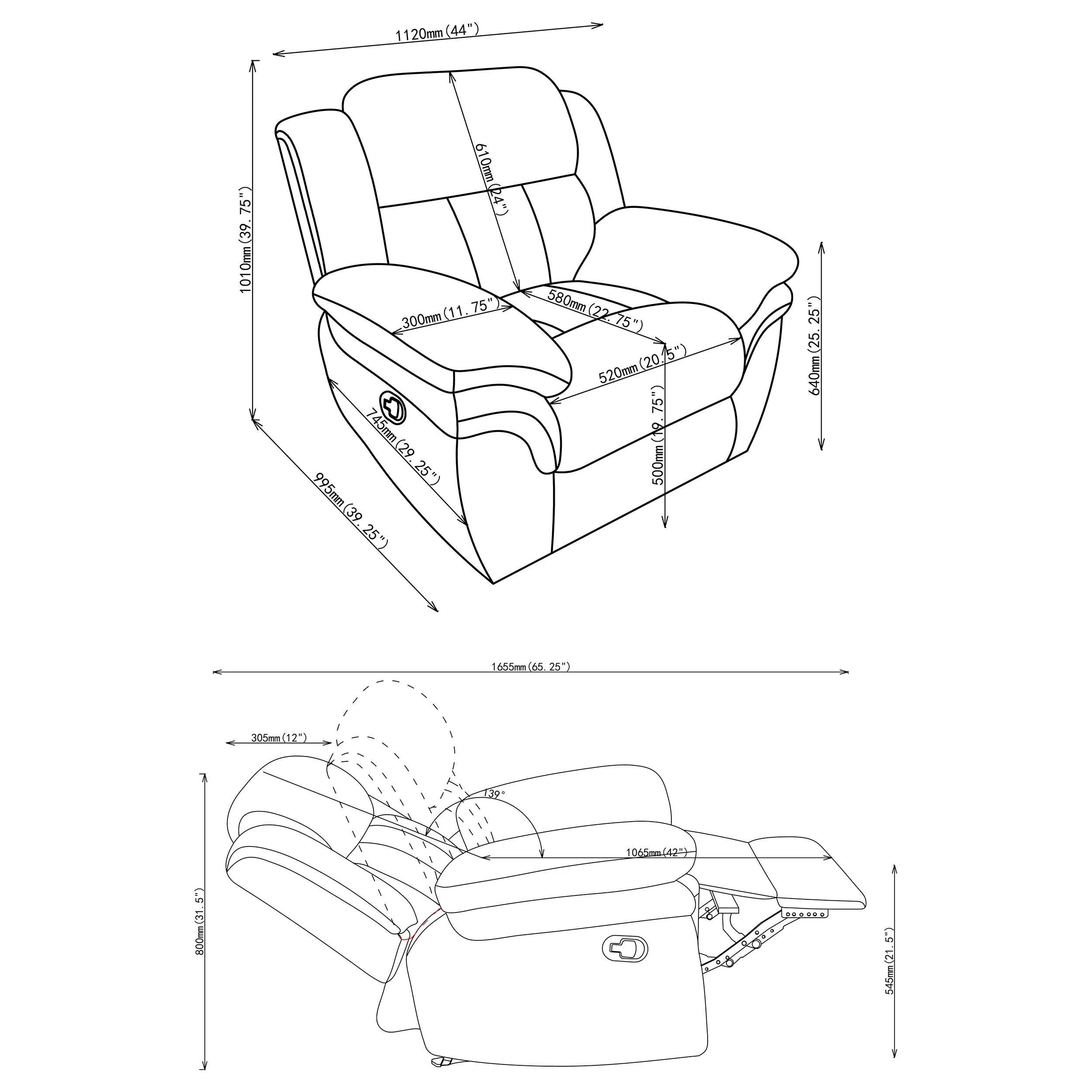 Bahrain Upholstered Glider Recliner - Charcoal - Image 11