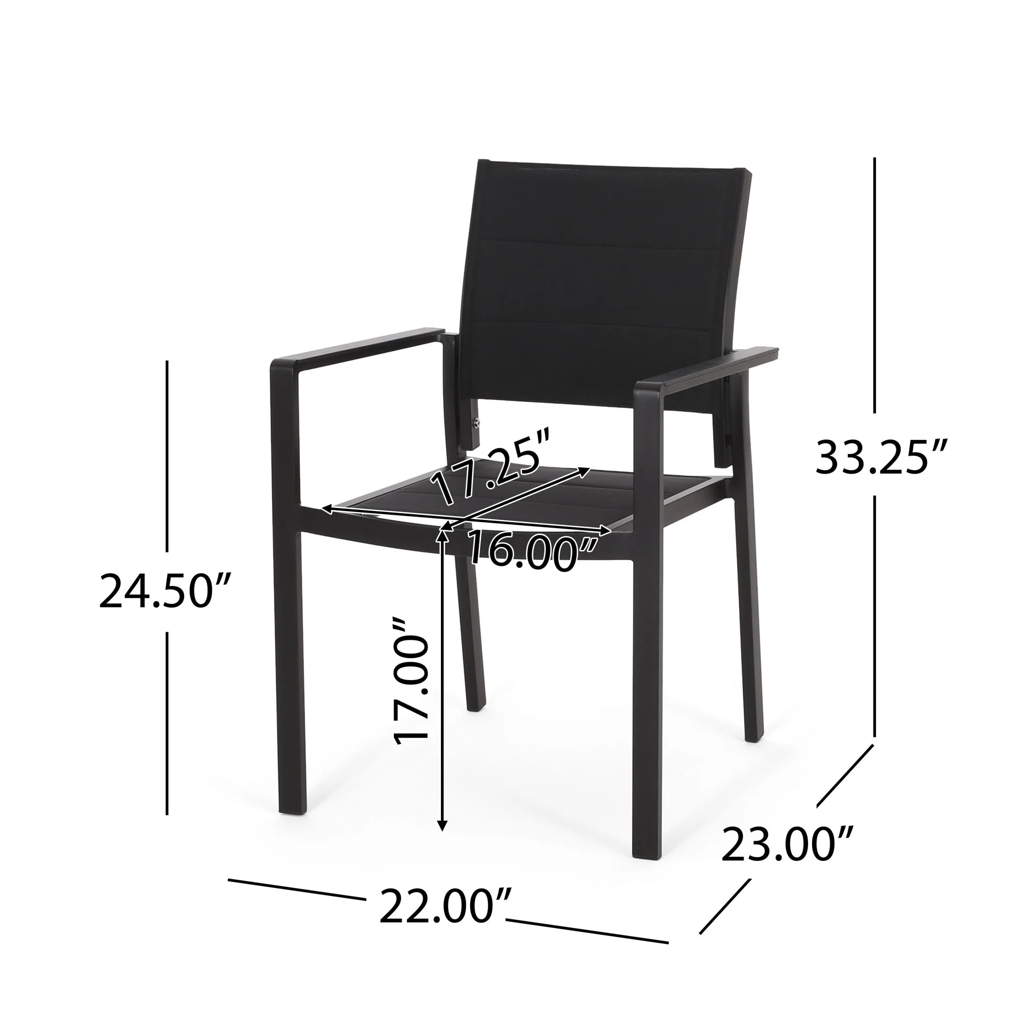 Baird - Outdoor Mesh And Aluminum Dining Chairs - Black - Image 3