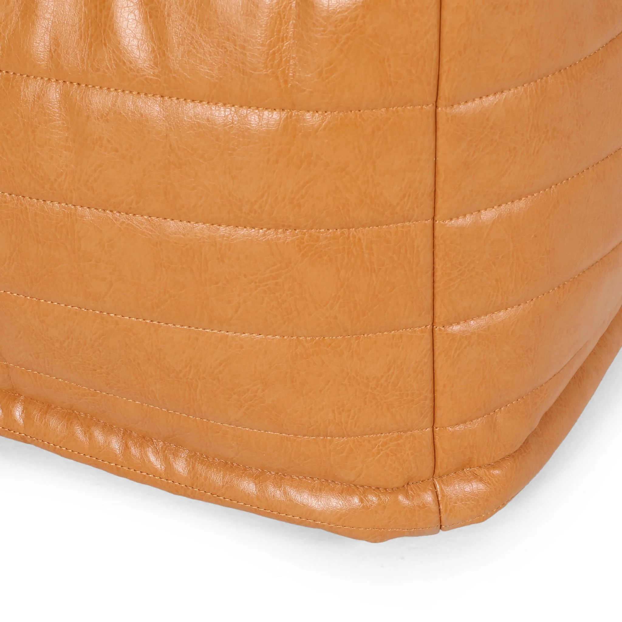 Bambo - Rectangle Pouf Ottoman Floor Cushion - Caramel - Image 4