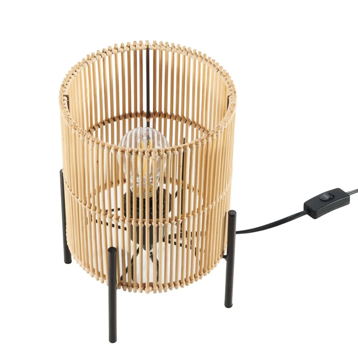 Bamboo Basket Weave Table Lamp with Iron Base – Natural - Image 6