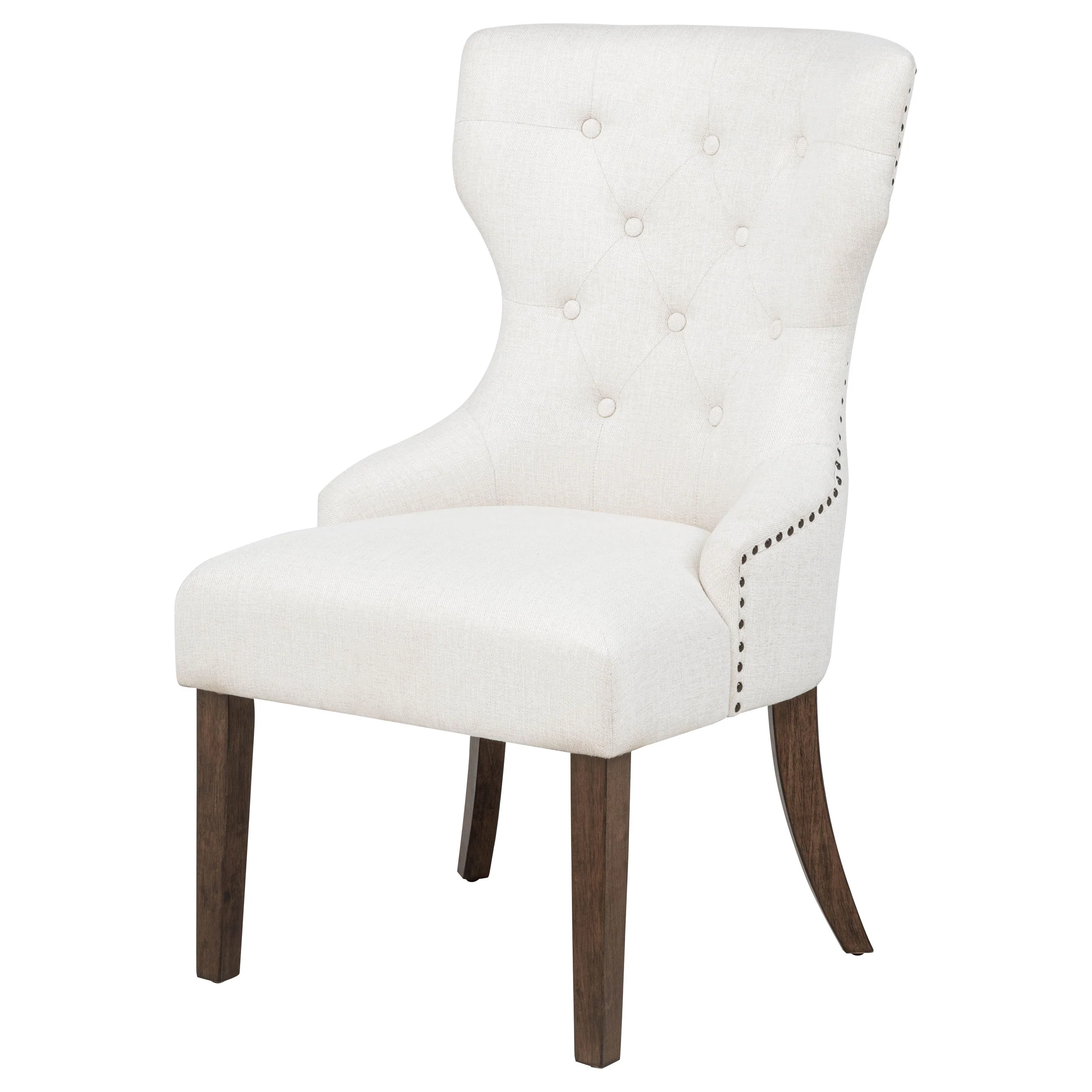 Baney Fabric Upholstered Dining Side Chair Cream/Dark Oak - Image 4