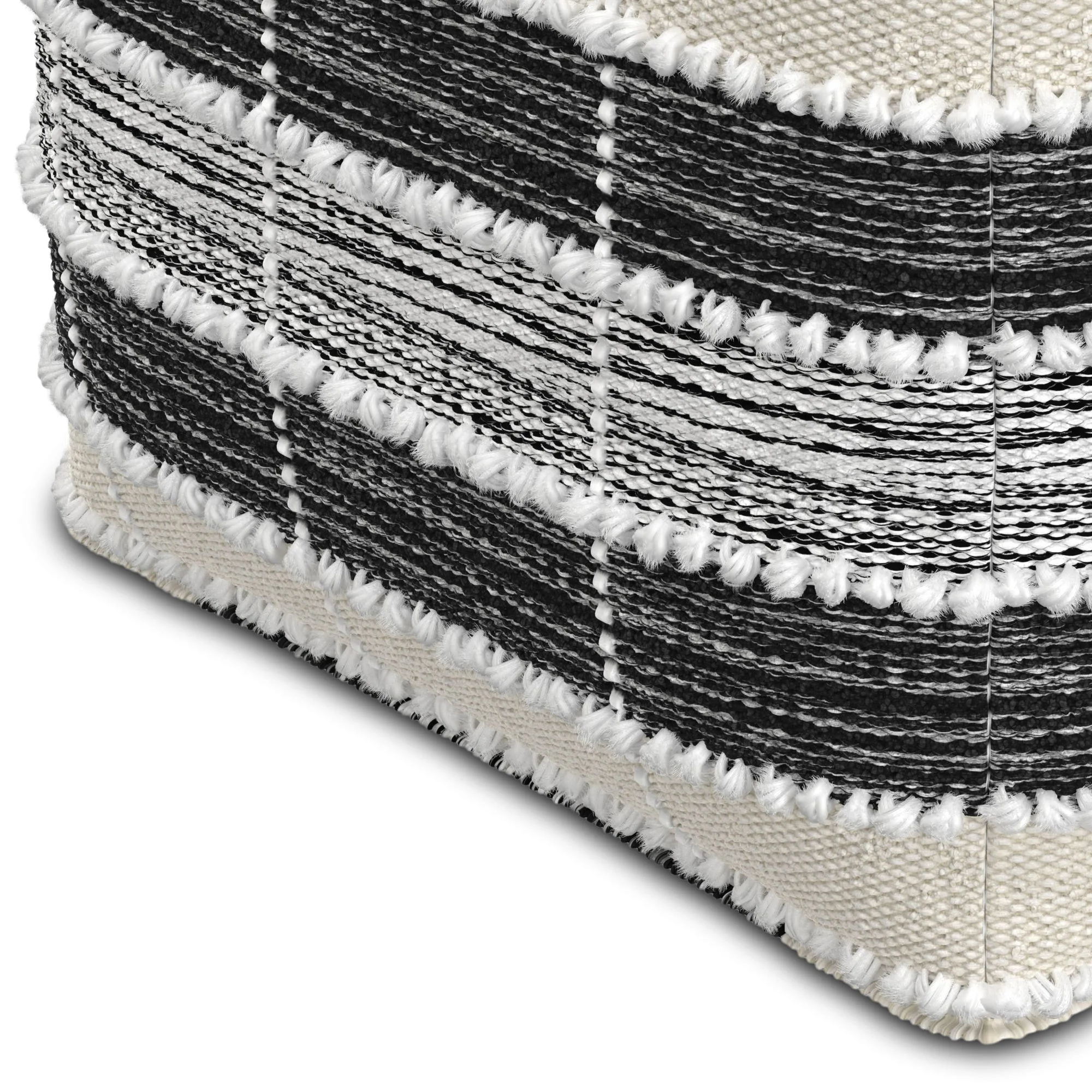 Barley - Square Pouf - White / Beige / Black - Image 7