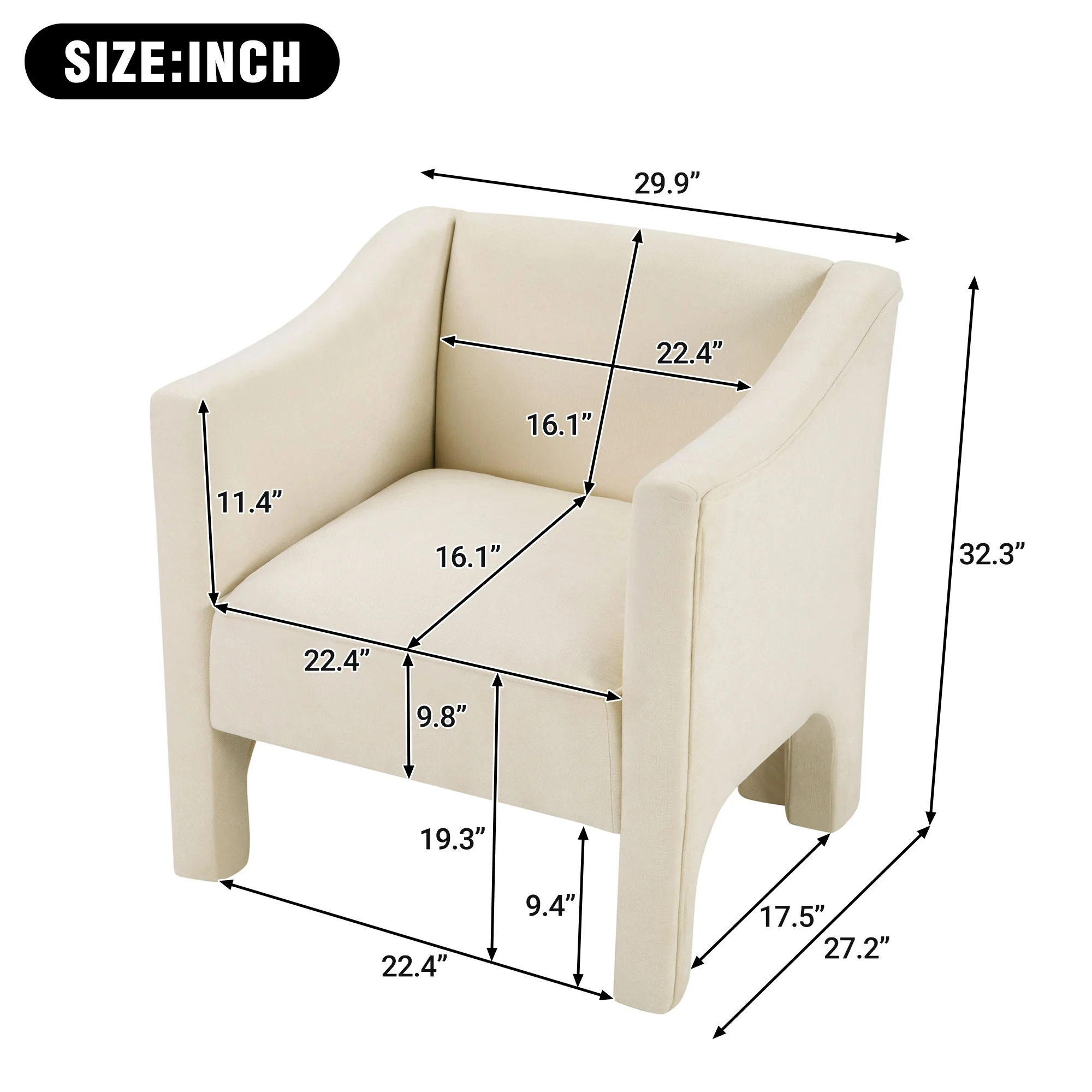 Barrel Accent Chair With Enclosed Arms - Image 24