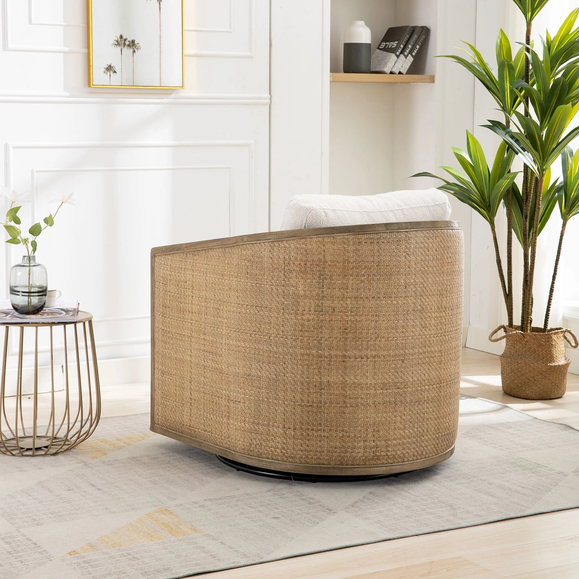 Barrel, Comfy Round Accent Sofa Chair With 360 Degree Swivel, Leisure Arm - Image 16
