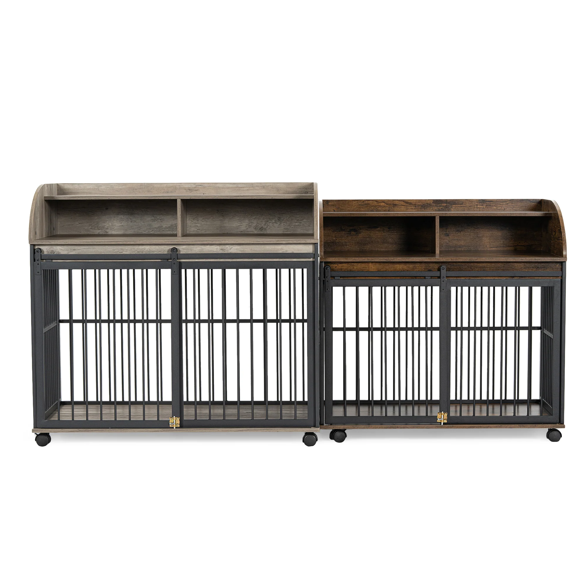 Barrett 44-Inch Furniture Dog Crate with Sliding Barn Door and Double Layer Storage - Image 26