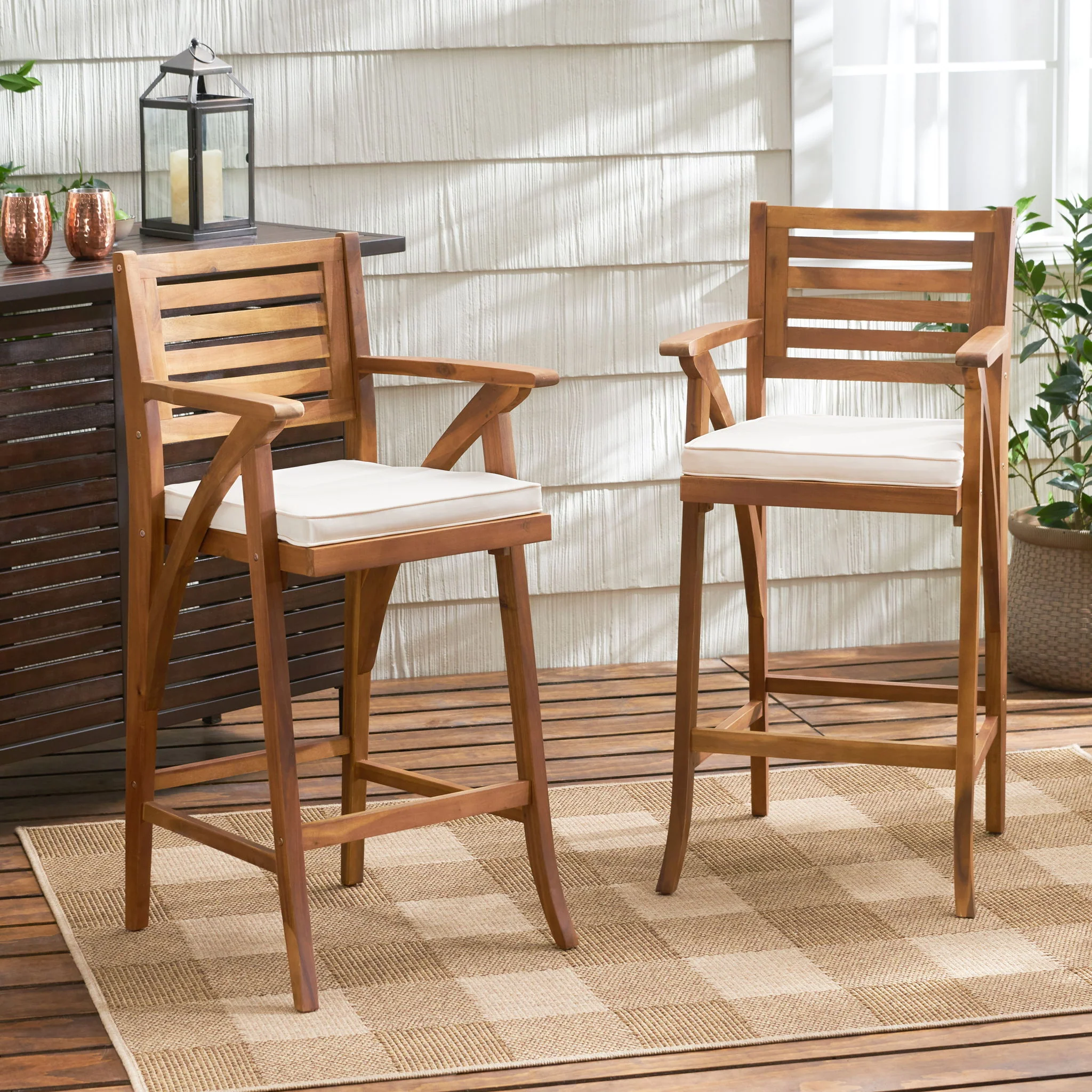 Barstool With Soft Curved Lines And Sturdy Frame (Set of 2) - Brown - Image 9