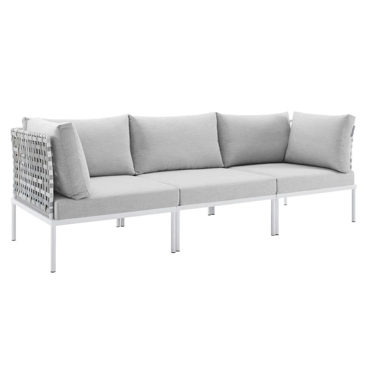 Basket Weave Aluminum Outdoor Sofa with Sunbrella® Cushions for Patio & Garden Seating - Image 9