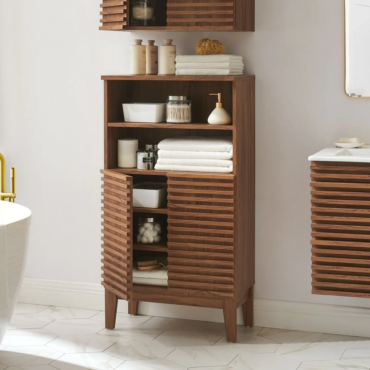 Bathroom Cabinet Set with Freestanding and Wall-Mounted Storage for Organization - Image 5
