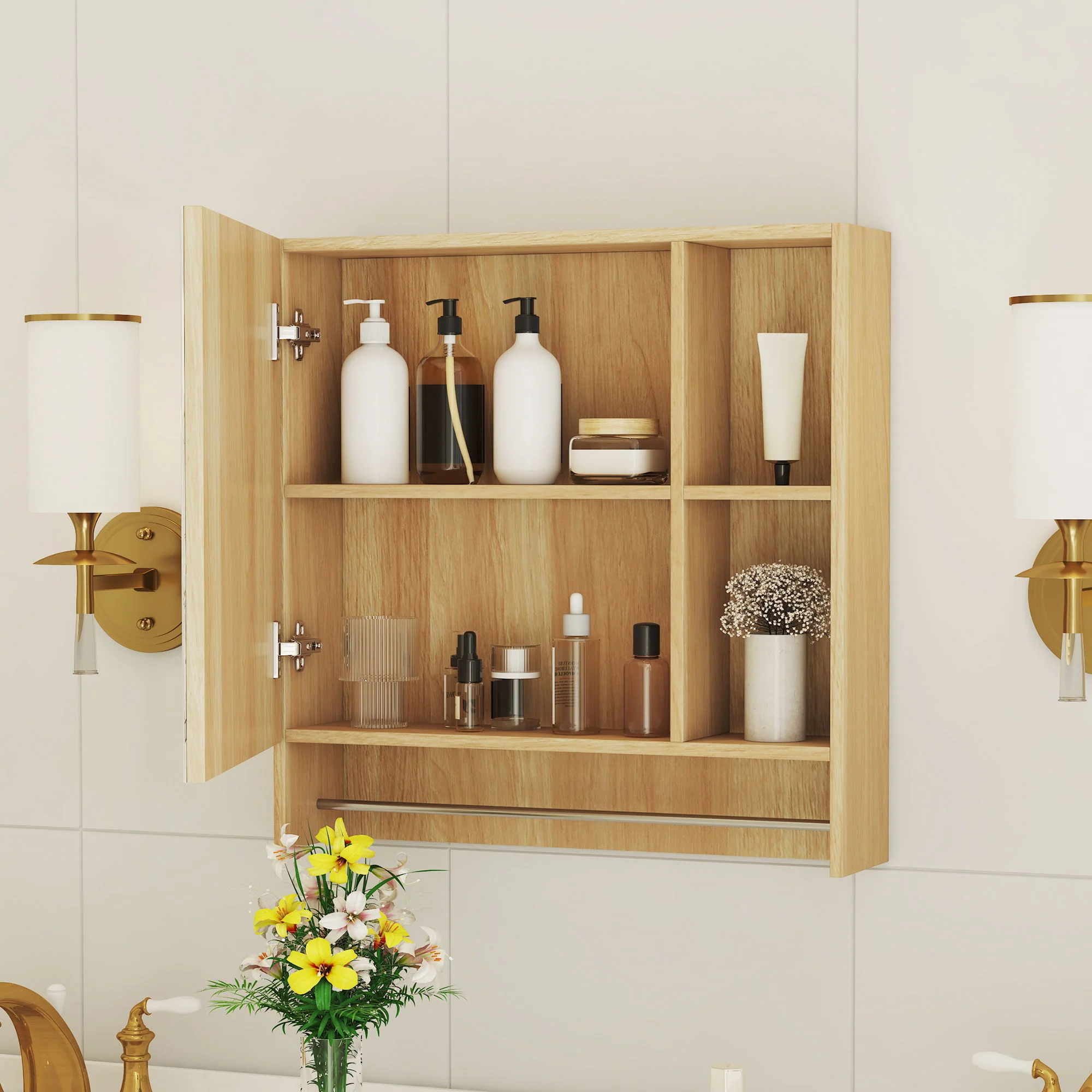 Bathroom Mirror Medicine Cabinet Wall Mounted With Shelves - Image 5