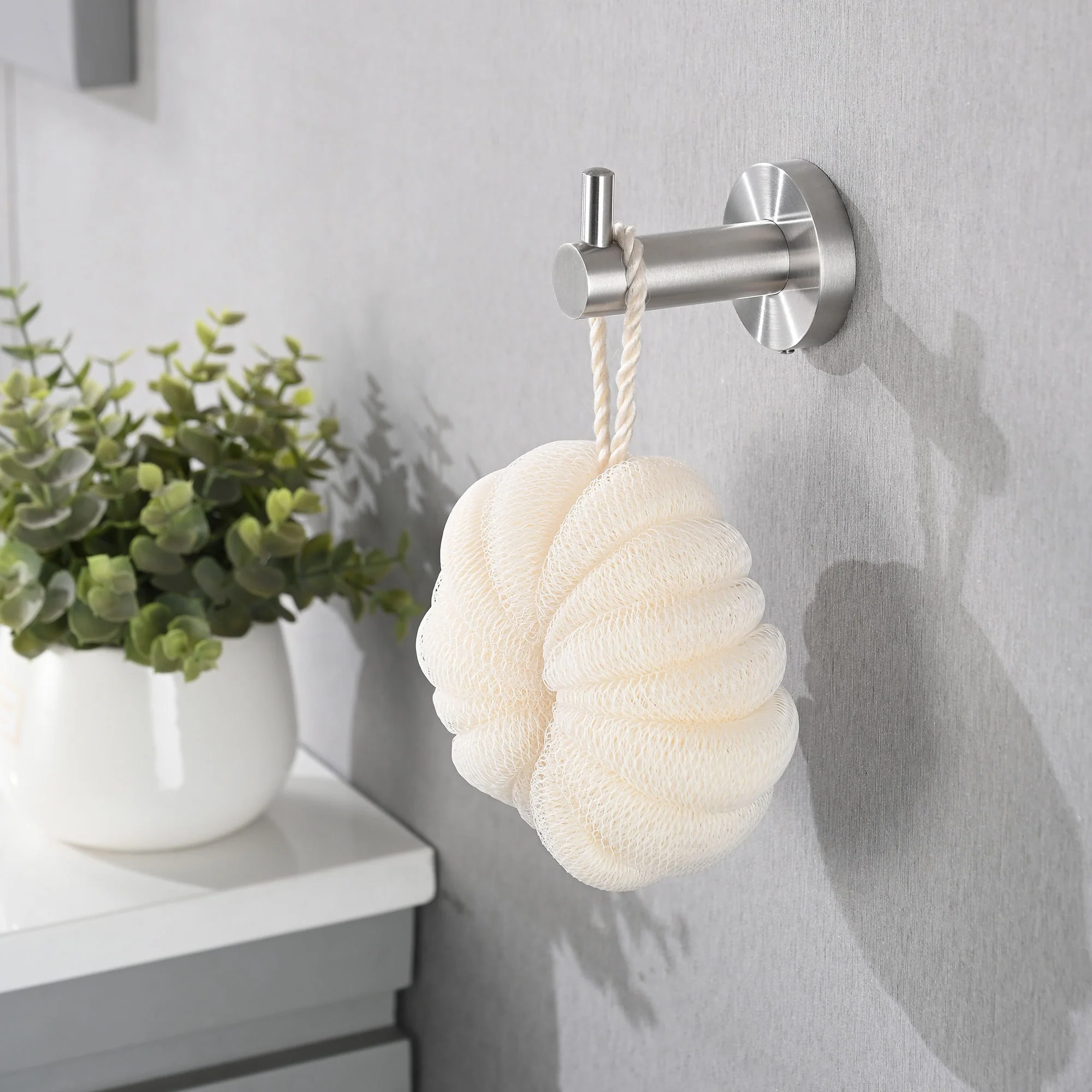 Bathroom Set 4 Pack With Towel Bar Racks, Toilet Paper Holder, Ring, Hook, Stainless Steel - Brushed Nickel - Image 8